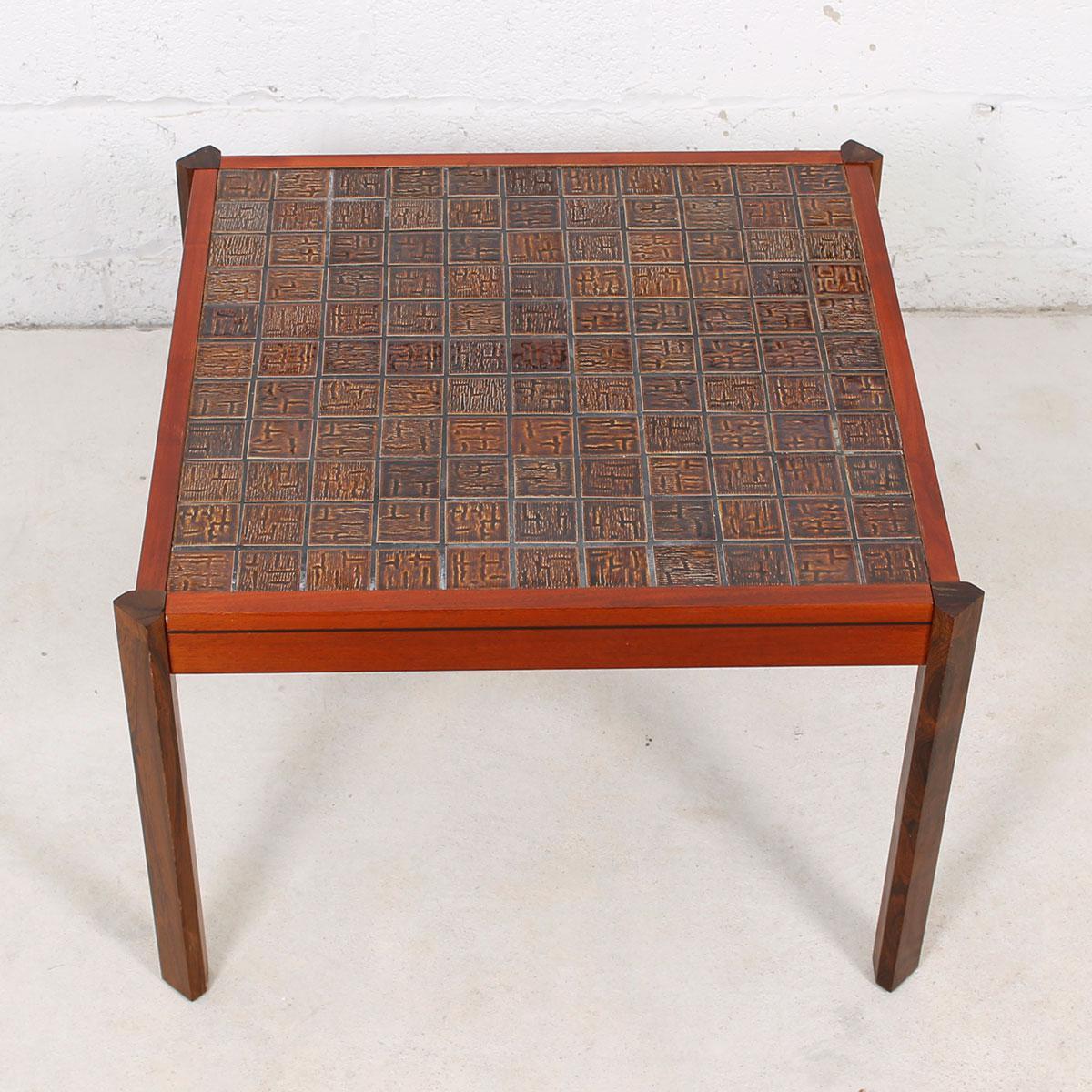 20th Century Danish Modern Accent Table with Tile Top For Sale