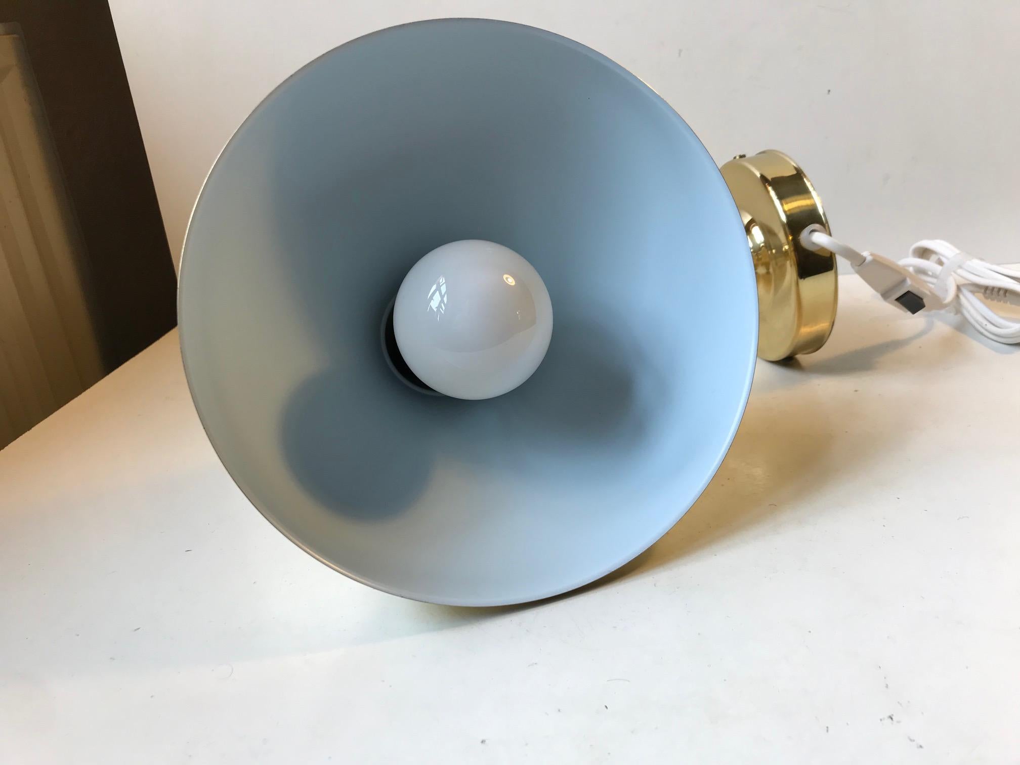 Danish Modern Adjustable Brass Wall Light by Abo Metalkunst, 1970s For Sale 1