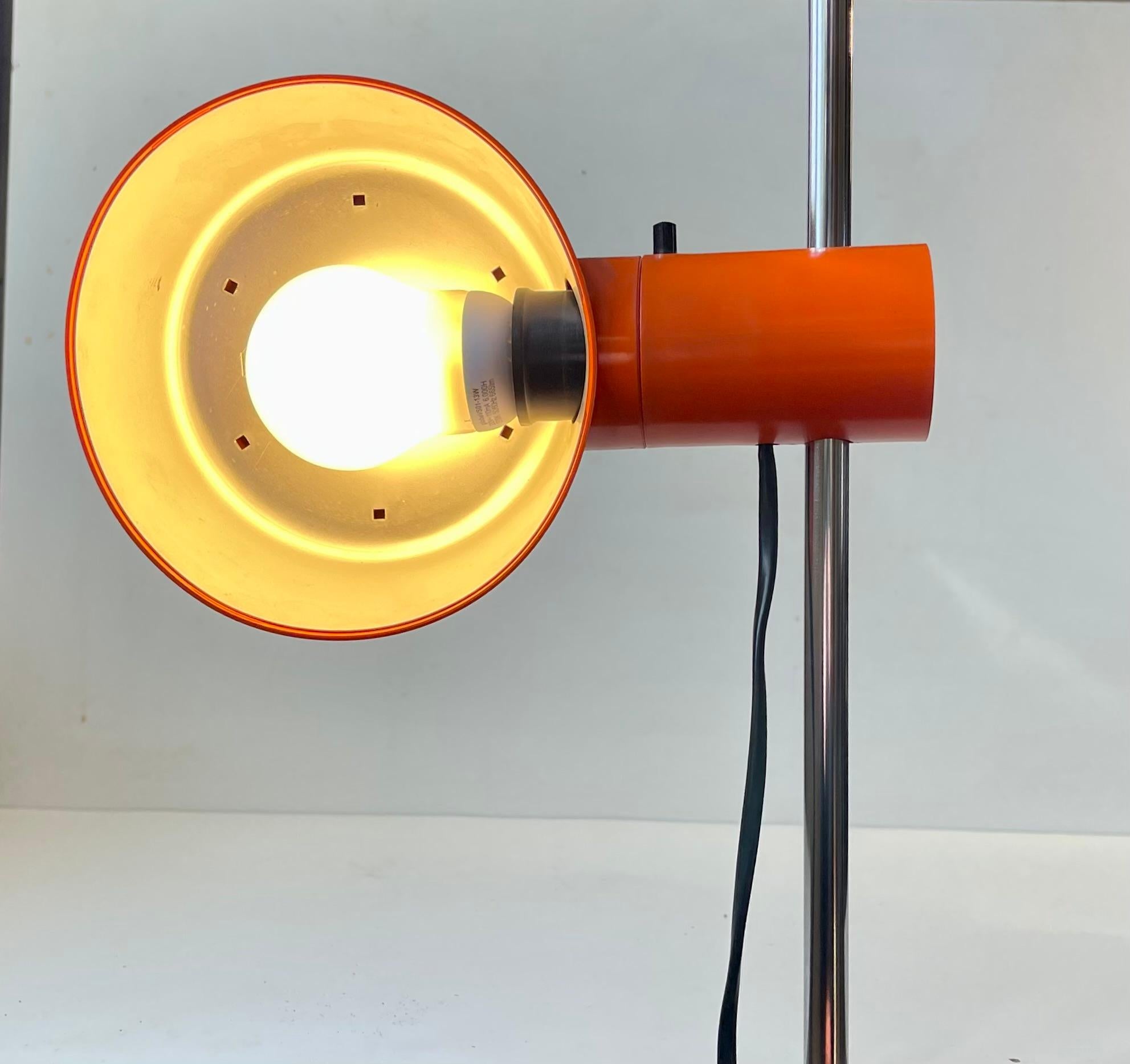 Late 20th Century Danish Modern Adjustable Orange Floor Lamp by Svend Middelboe, 1970s