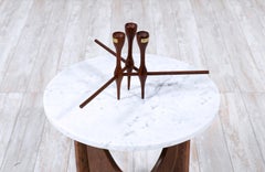 Danish Modern Adjustable Sculpted Teak Candle Holder