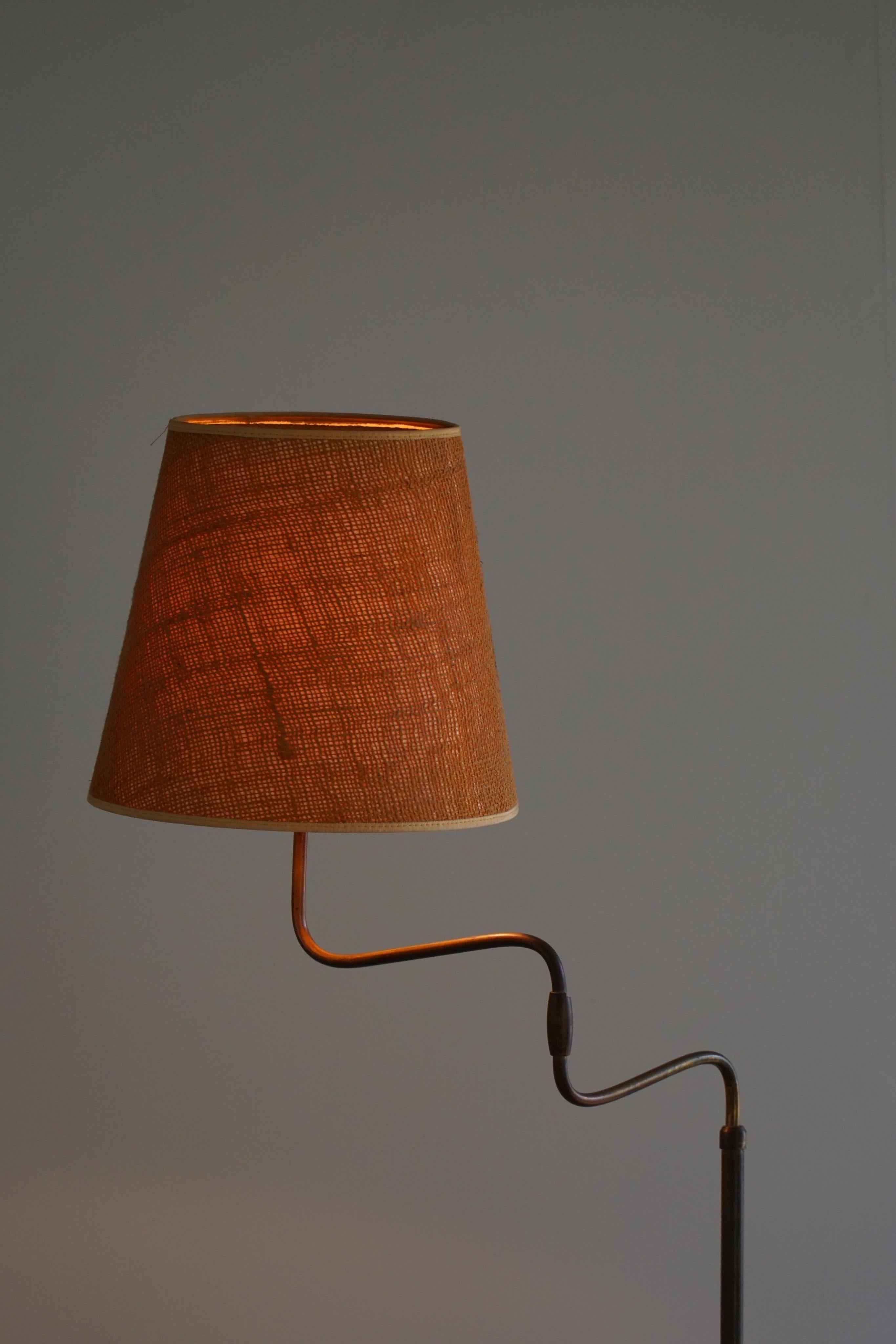 Danish Modern, Adjustable Swing Arm Floor Lamp in Brass, Midcentury, 1950s 6