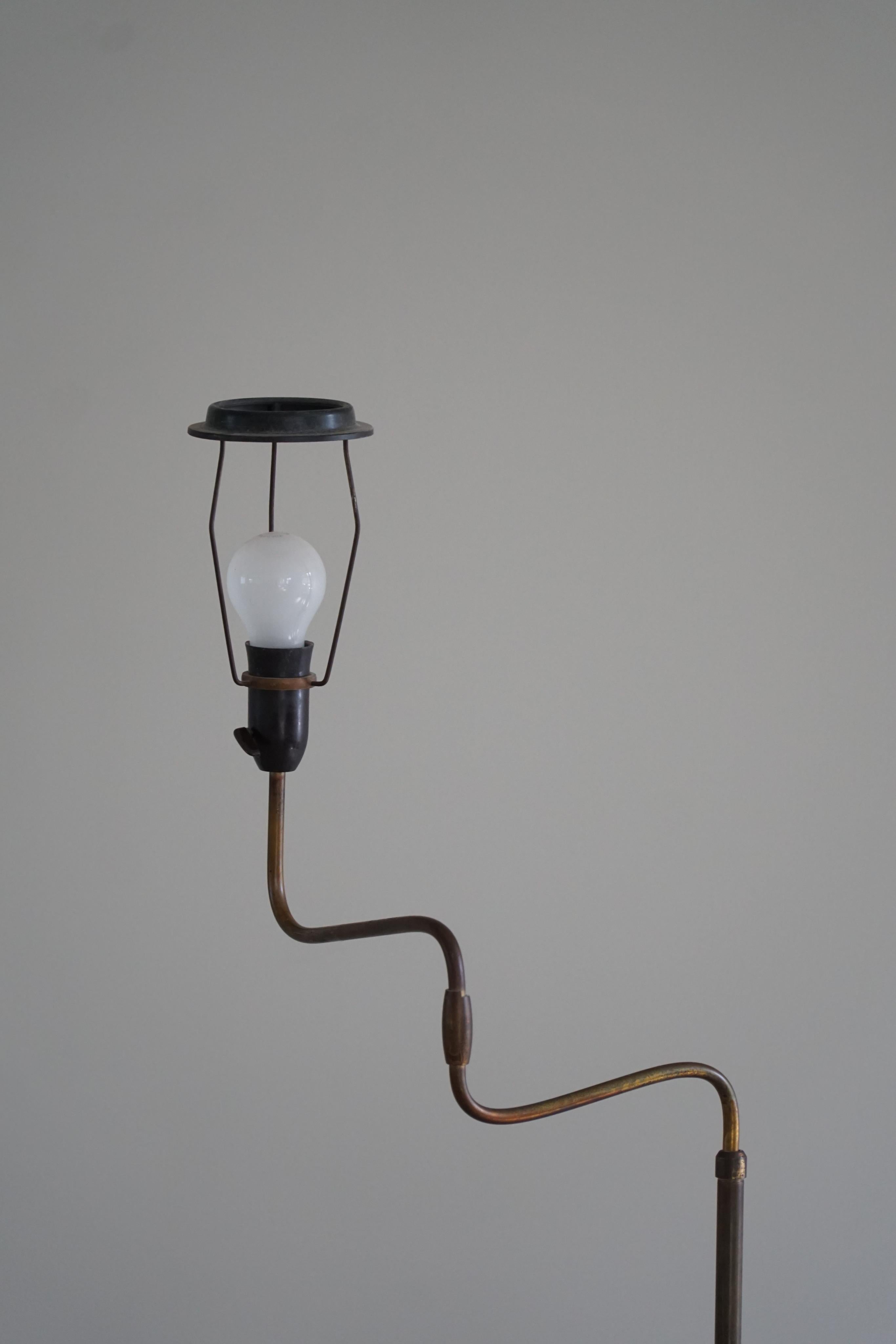Danish Modern, Adjustable Swing Arm Floor Lamp in Brass, Midcentury, 1950s 9
