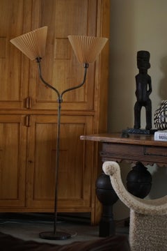 Danish Modern, Adjustable Swing Arm Floor Lamp in Brass, Mid Century, 1950s