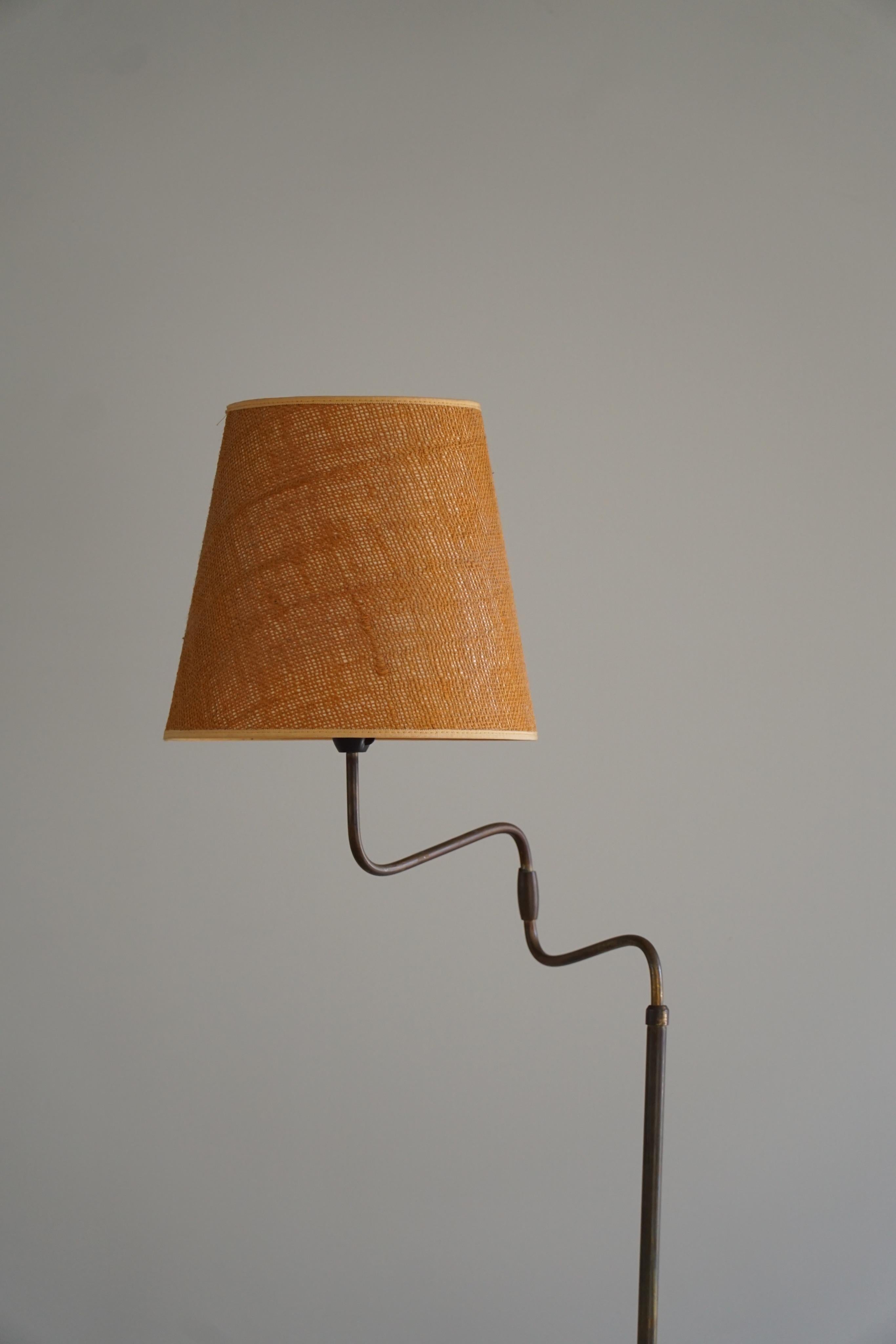 Danish Modern, Adjustable Swing Arm Floor Lamp in Brass, Midcentury, 1950s 1