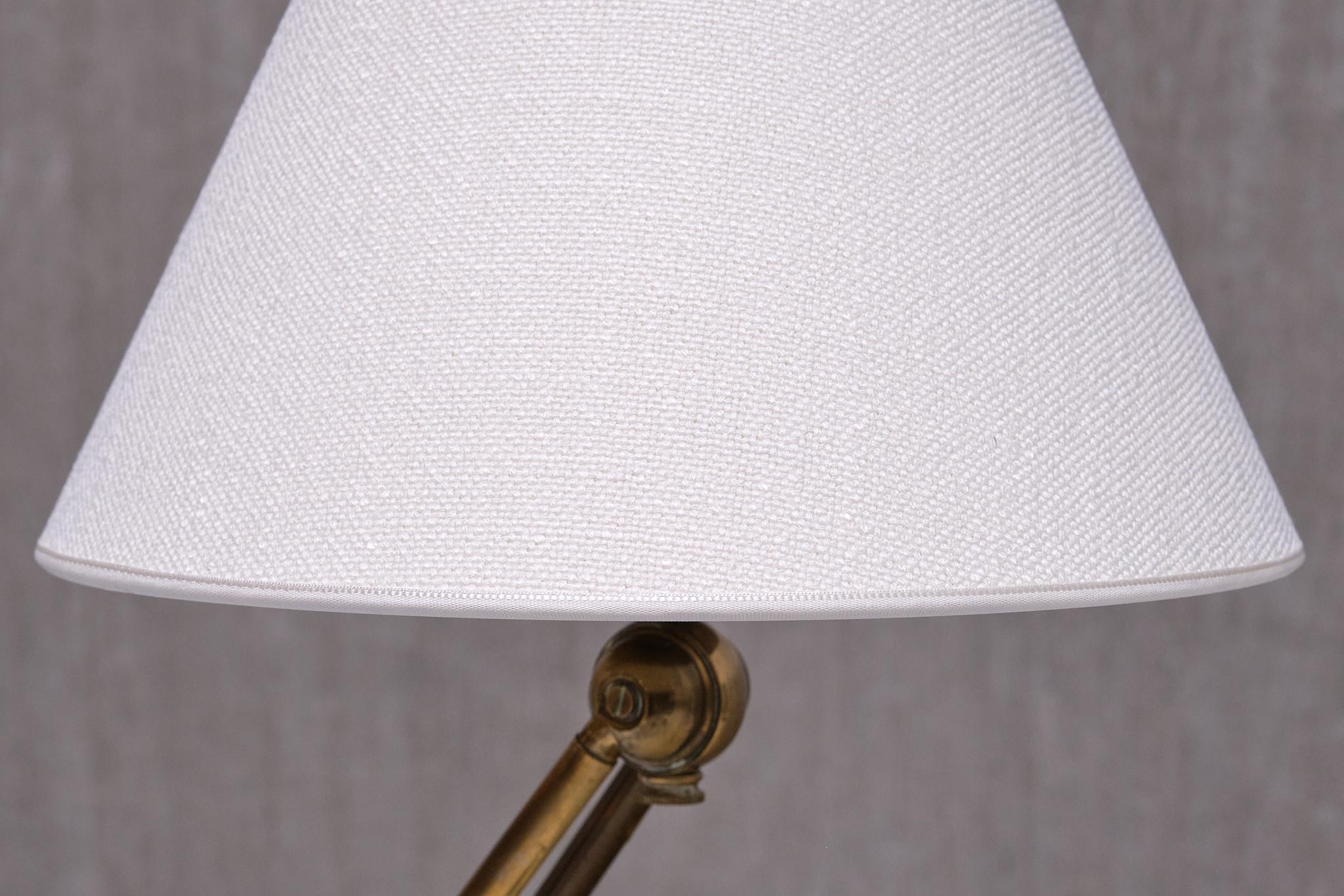 Danish Modern Adjustable Table / Desk Lamp with Brass Base and Cone Shade, 1950s For Sale 5
