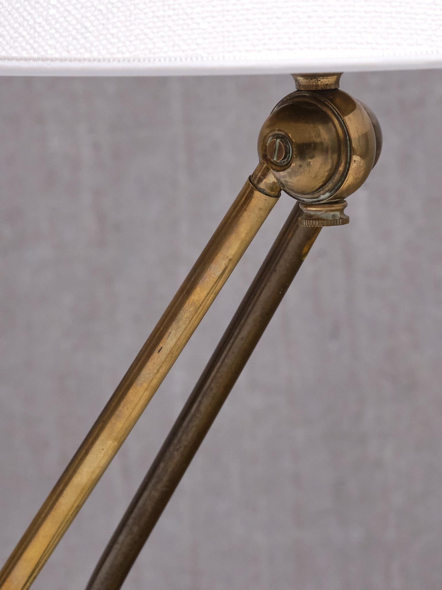 Danish Modern Adjustable Table / Desk Lamp with Brass Base and Cone Shade, 1950s For Sale 4