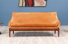 Danish Modern "Anita" Leather Wingback Sofa by Danish De Luxe