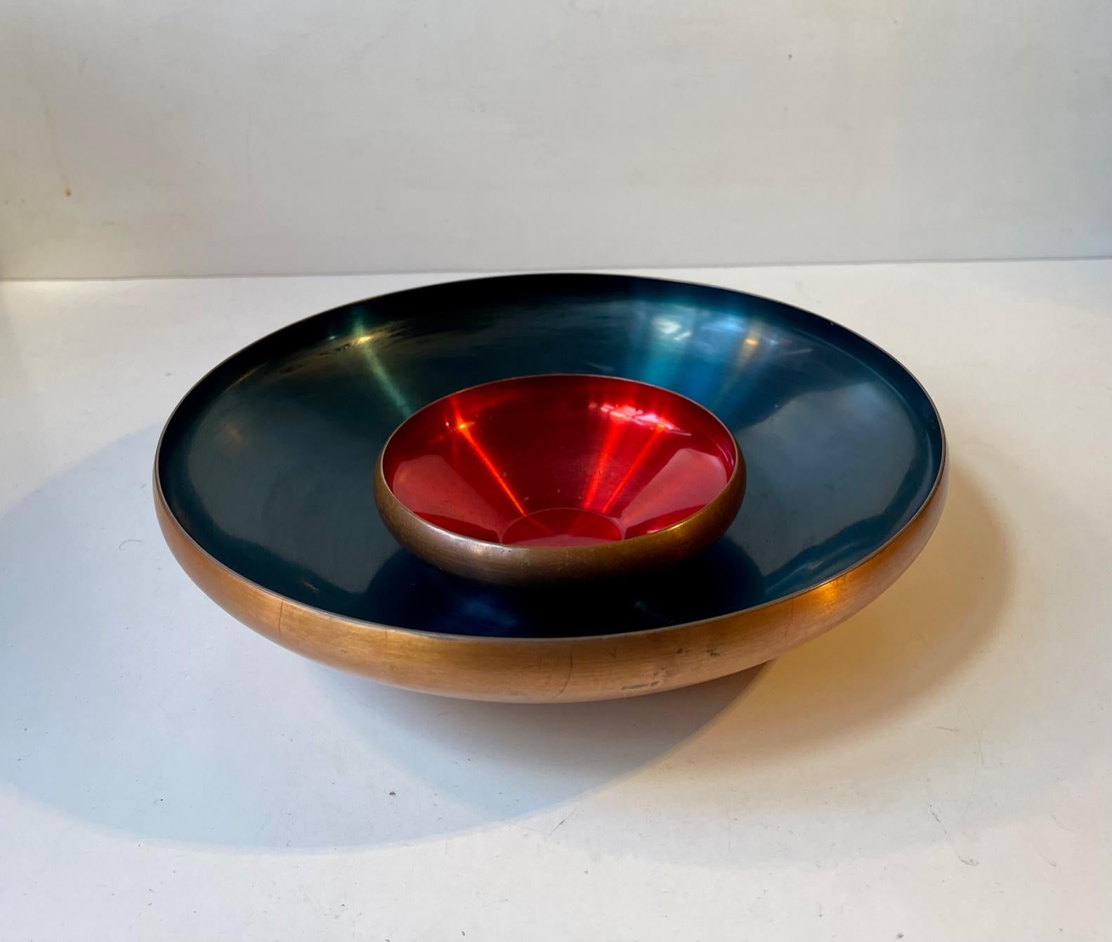 Scandinavian Modern Danish Modern Anodized Copper Bowls by Corona, 1960s, Set of 2 For Sale