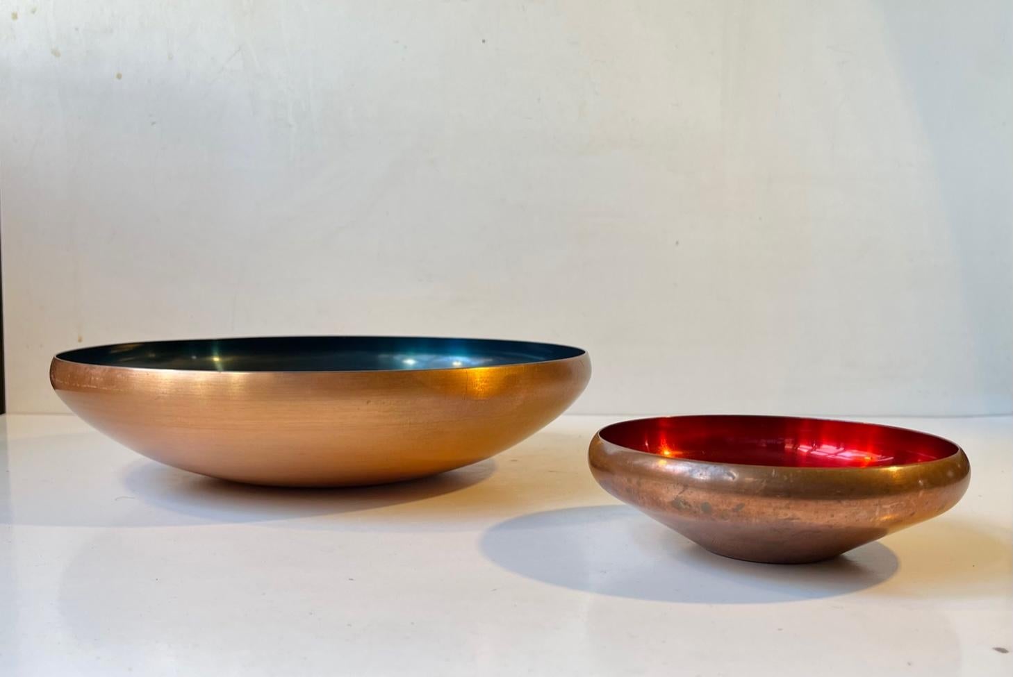 Mid-20th Century Danish Modern Anodized Copper Bowls by Corona, 1960s, Set of 2 For Sale