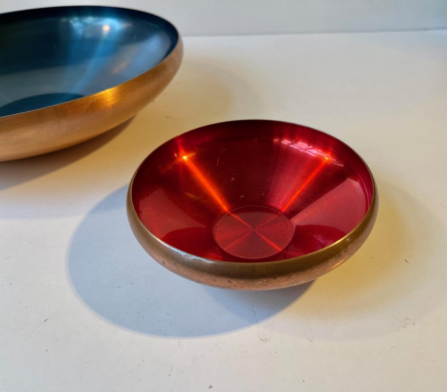 Danish Modern Anodized Copper Bowls by Corona, 1960s, Set of 2 For Sale 1