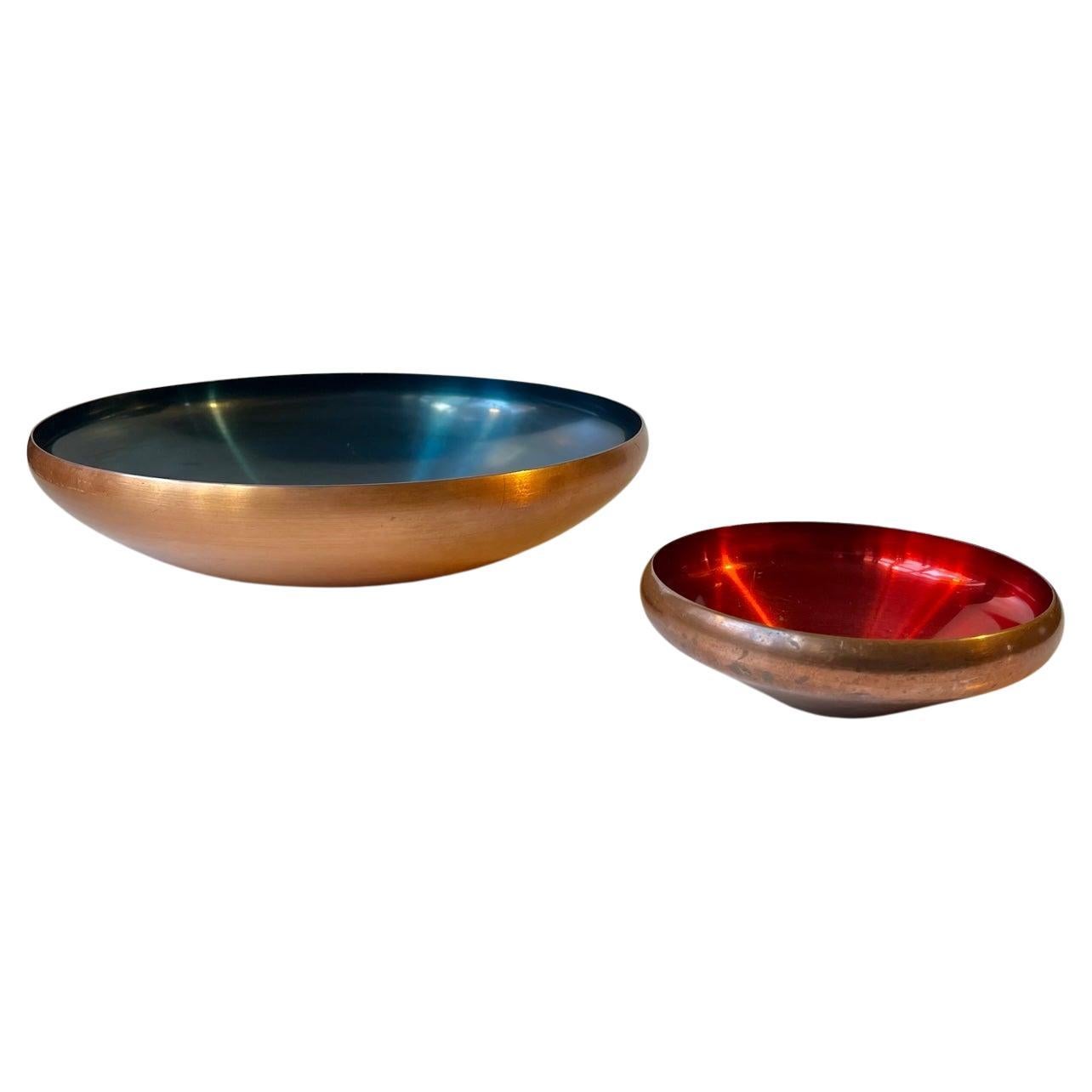 Danish Modern Anodized Copper Bowls by Corona, 1960s, Set of 2 For Sale