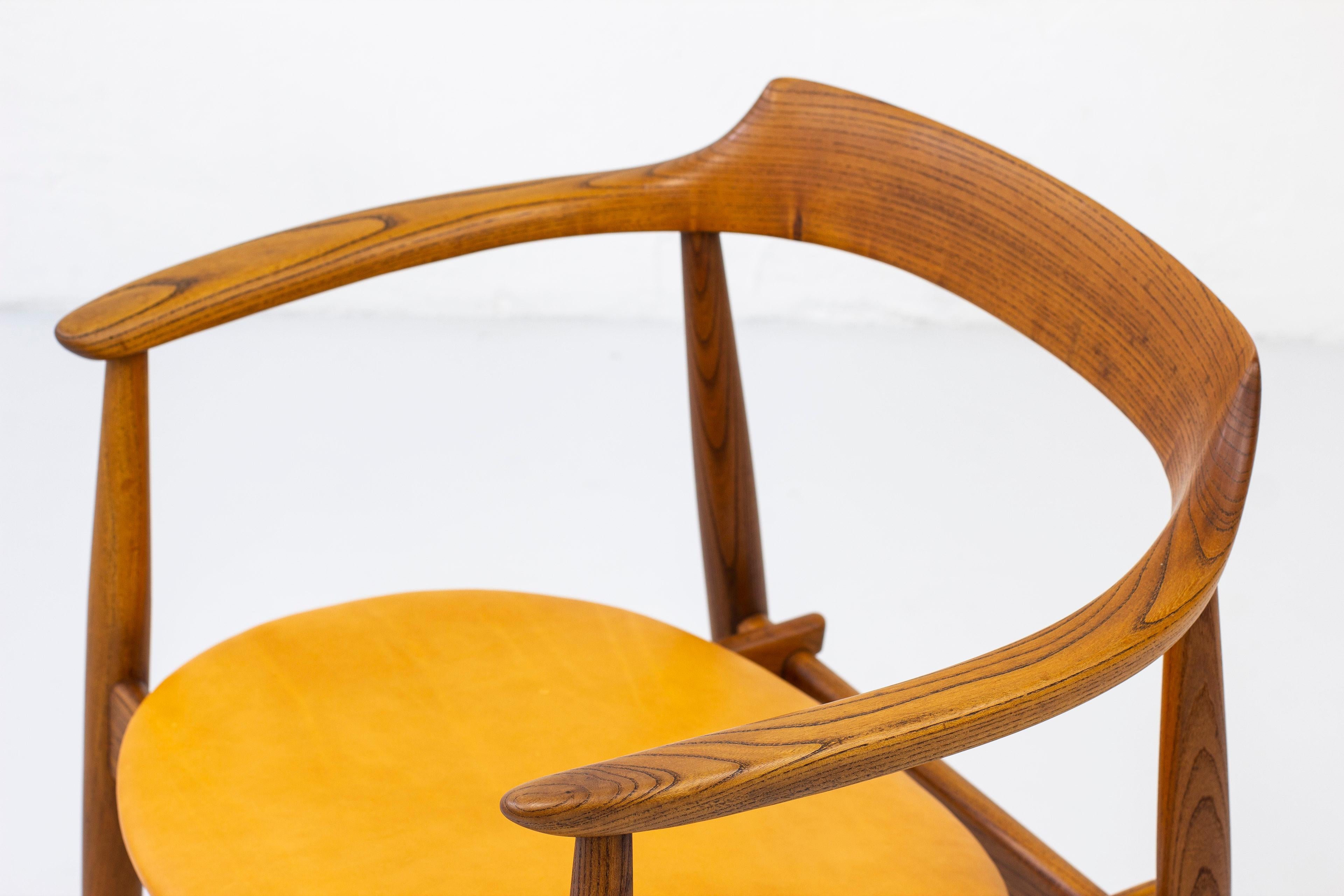 Leather Danish Modern Arm Chair by Arne Wahl Iversen, Produced in Denmark