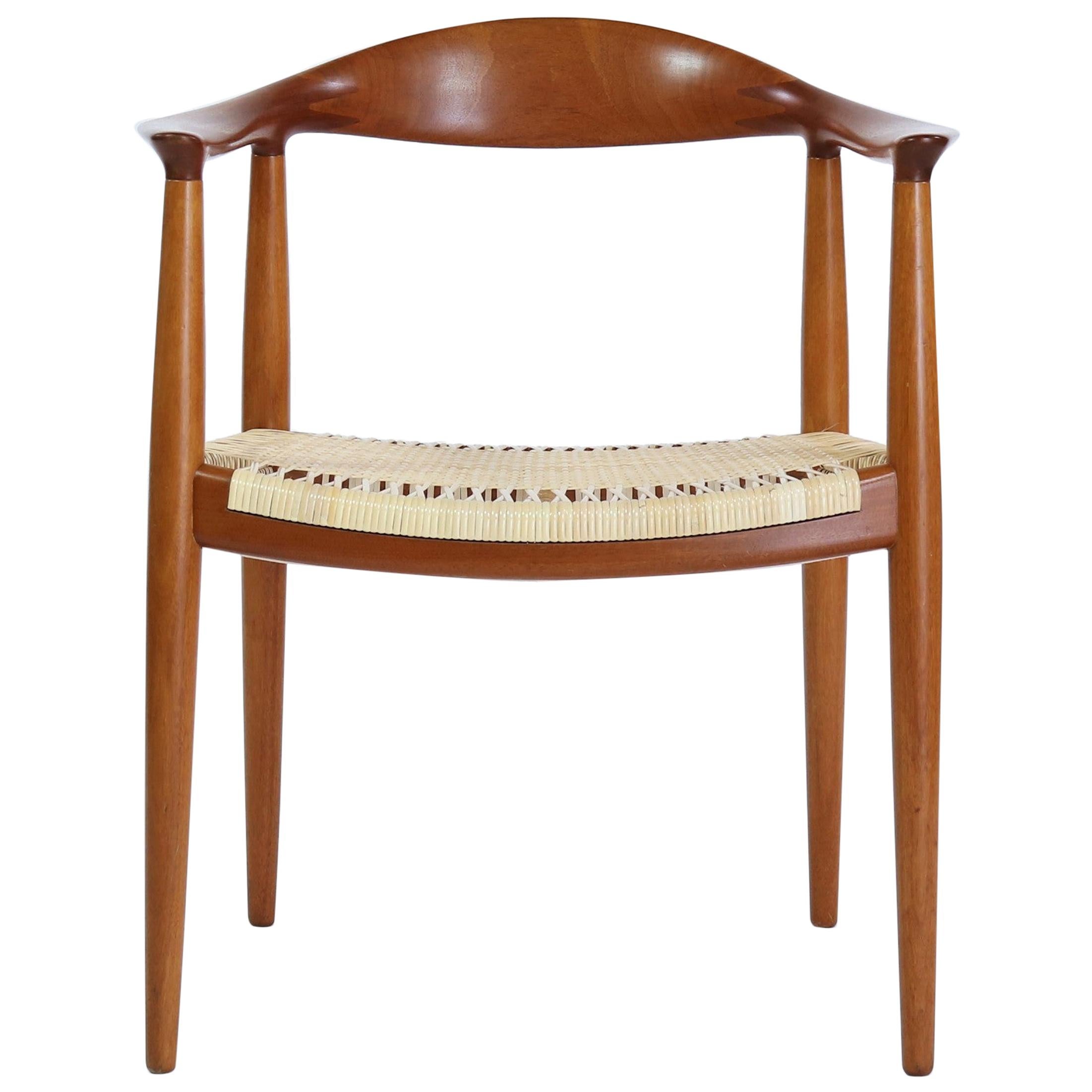 Danish Modern Armchair by Hans J. Wegner "JH-501" in Mahogany and Rattan Cane