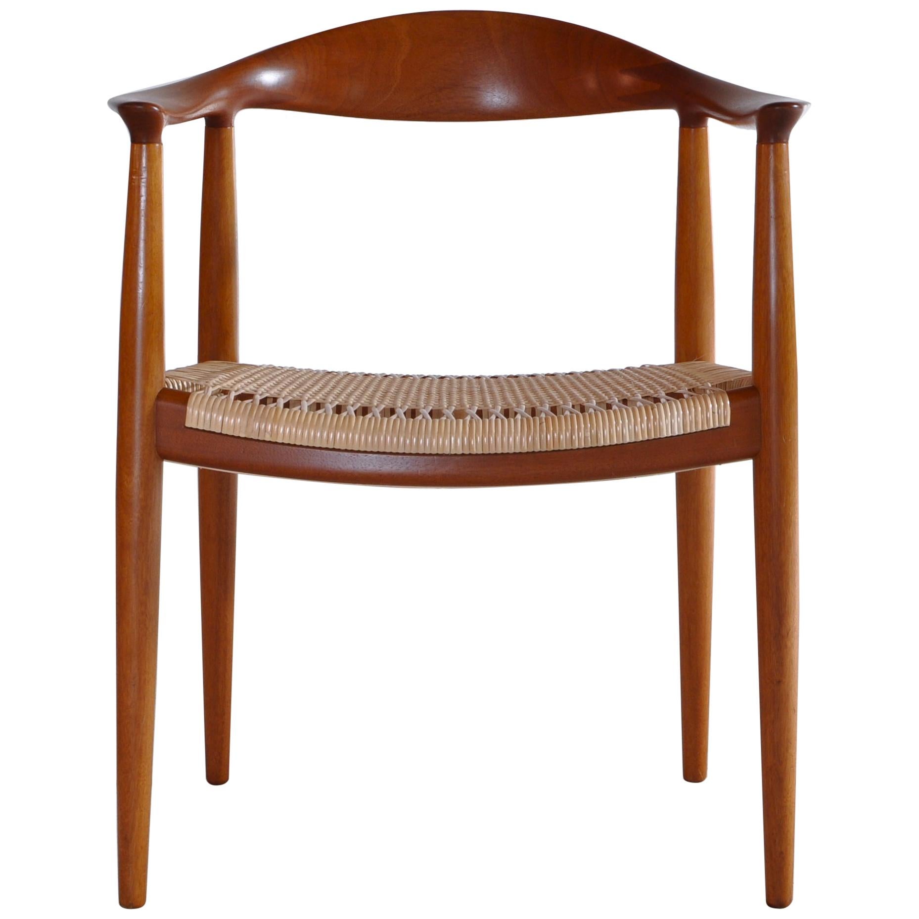 Danish Modern Armchair by Hans J. Wegner "JH-501" with Rattan Cane Seat.