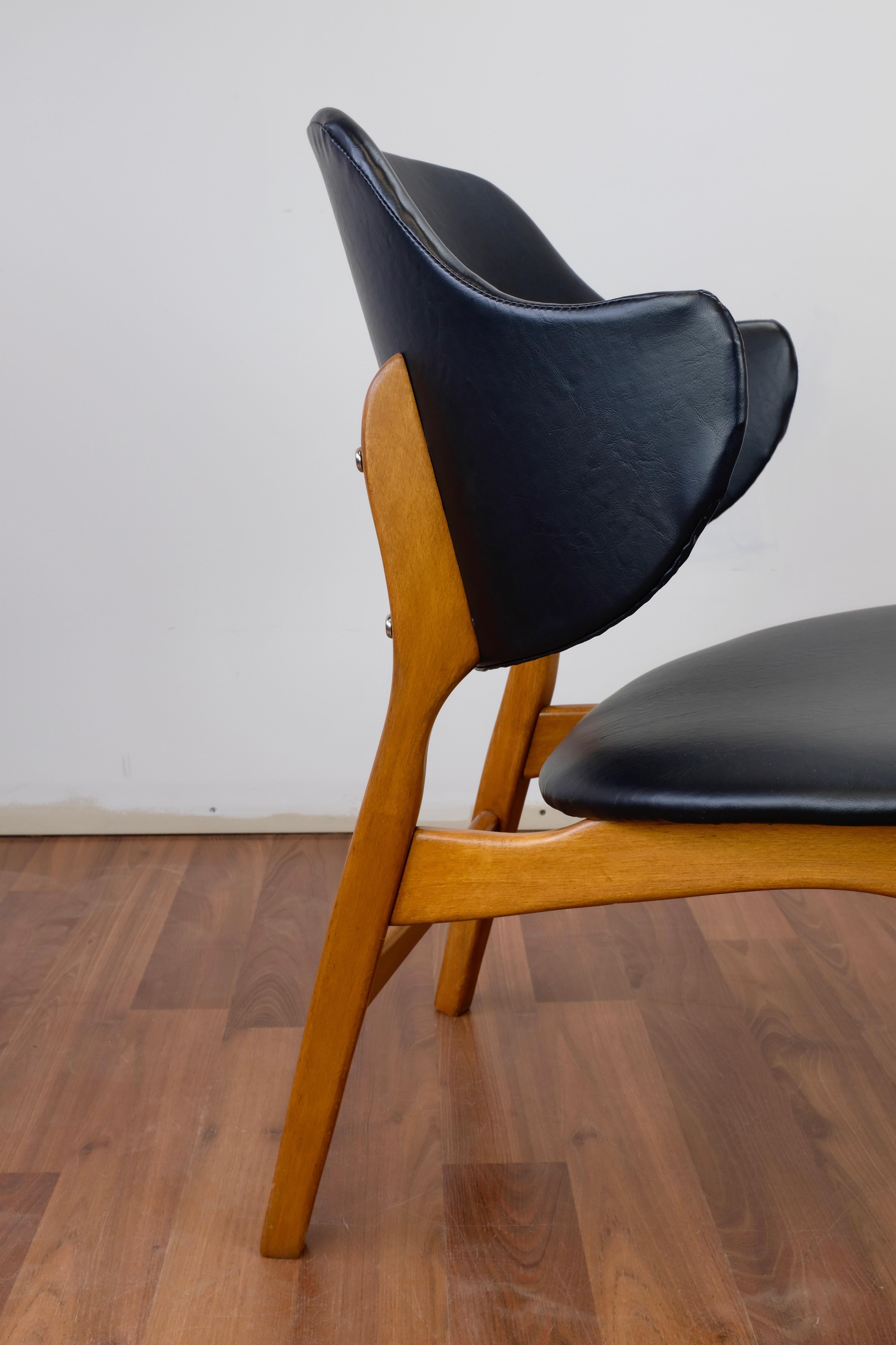 Faux Leather Armchair by Ib Kofod-Larsen for Christensen & Larsen For Sale