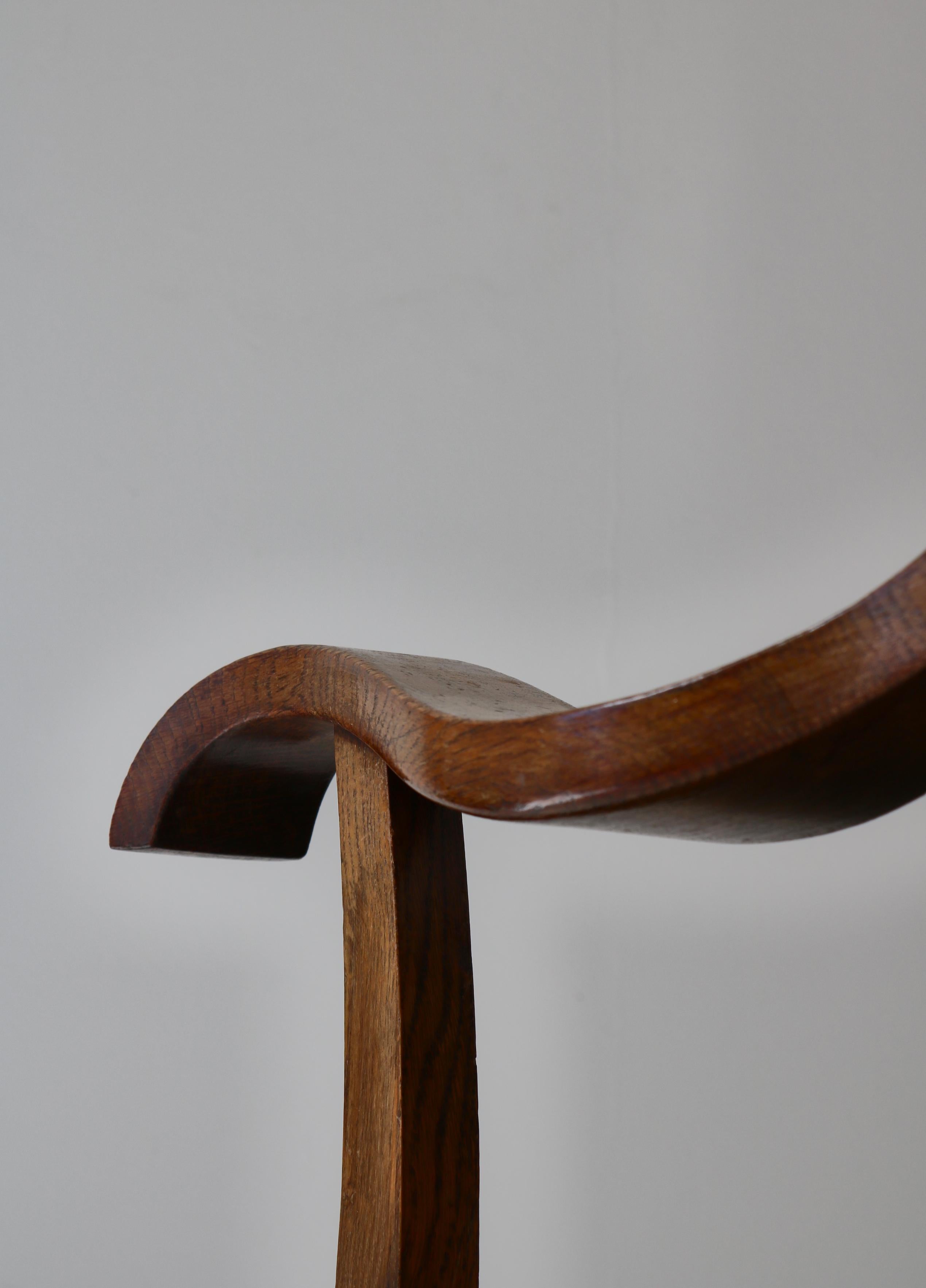 Danish Modern Armchair in Solid Oak by Cabinetmaker S. Thrane, Denmark, 1940s For Sale 5