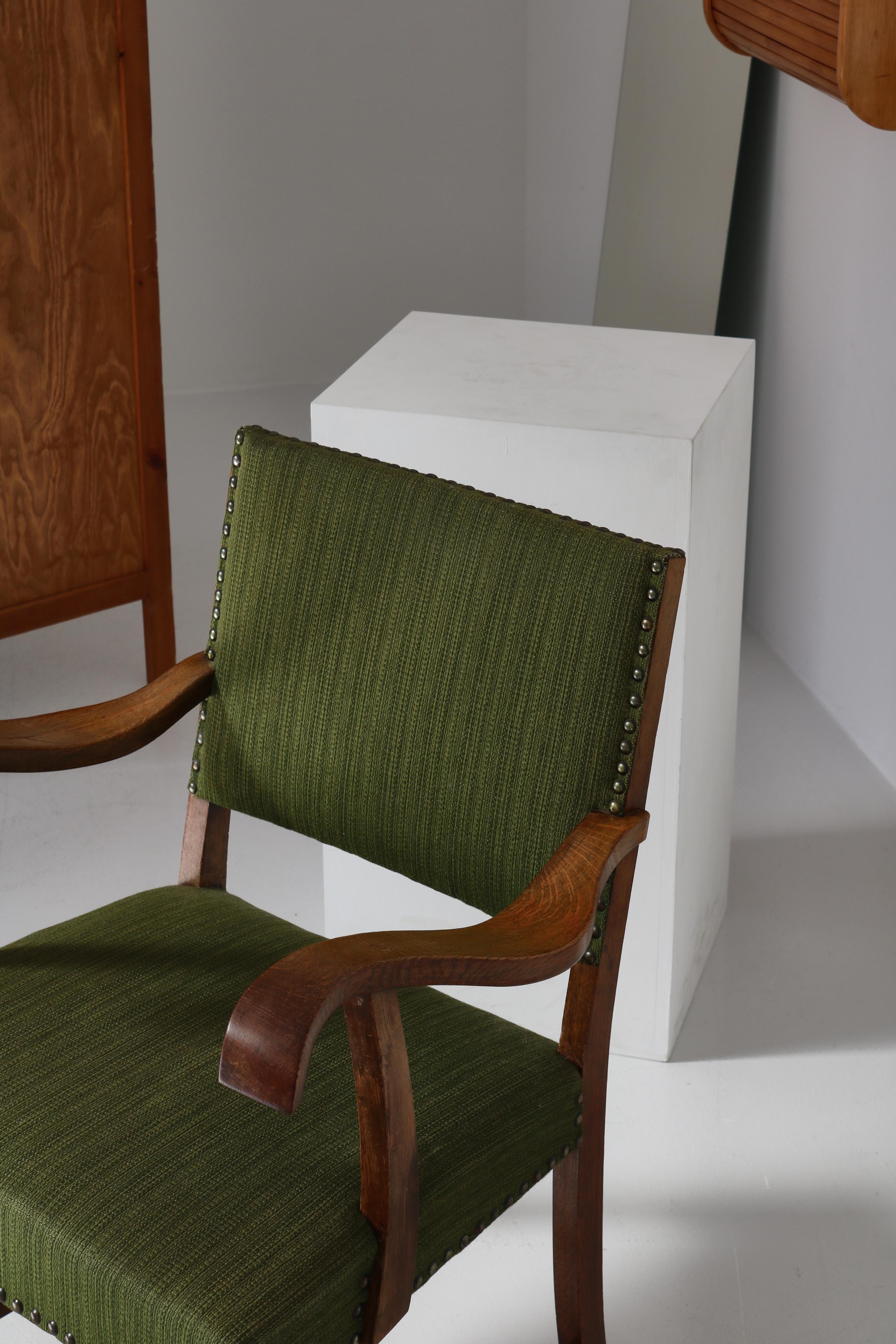 Danish Modern Armchair in Solid Oak by Cabinetmaker S. Thrane, Denmark, 1940s For Sale 13