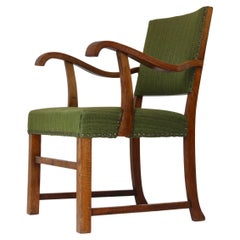 Vintage Danish Modern Armchair in Solid Oak by Cabinetmaker S. Thrane, Denmark, 1940s