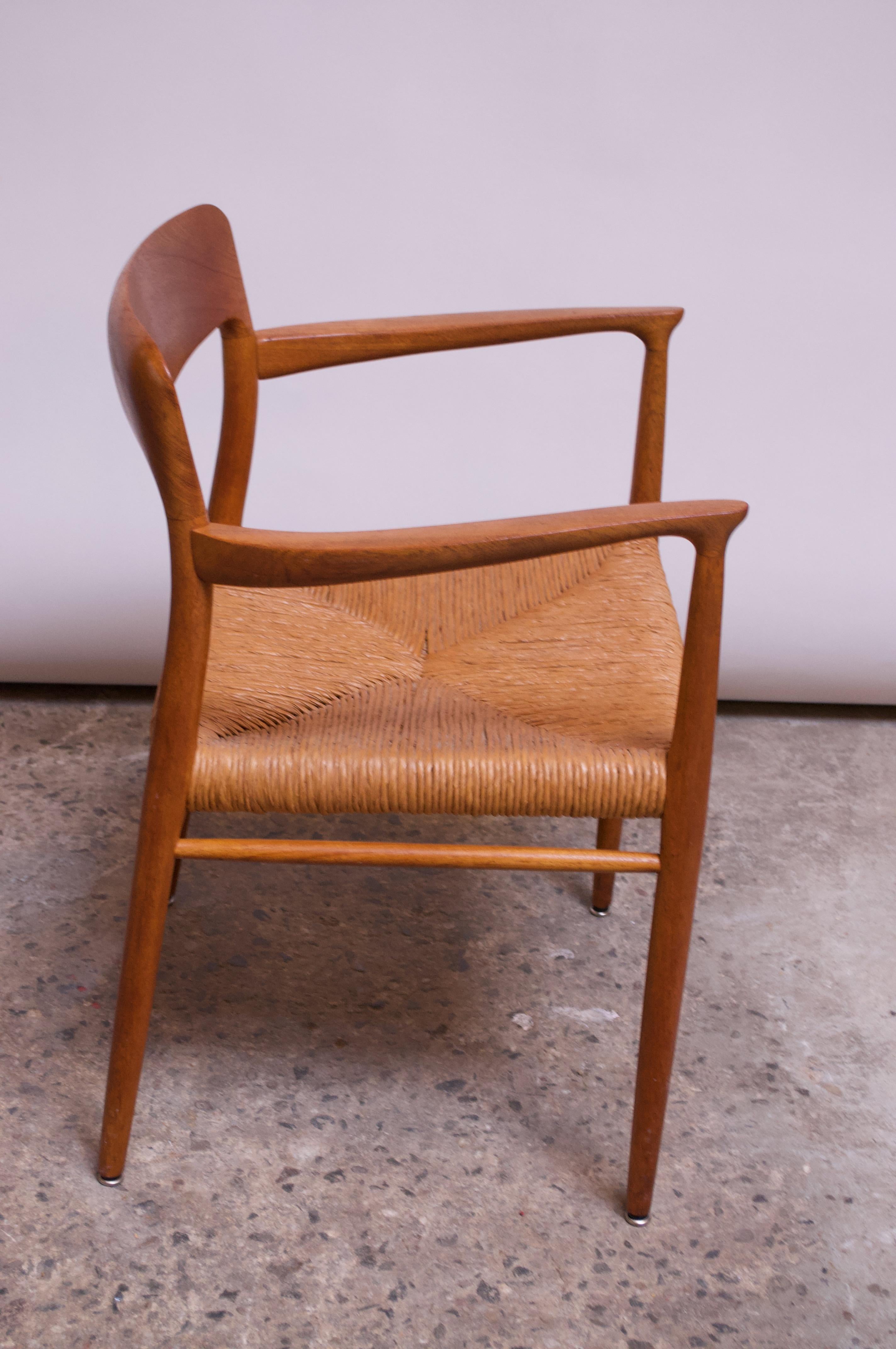 Mid-20th Century Danish Modern Armchair Model 56 by Niels Møller in Oak and Papercord For Sale