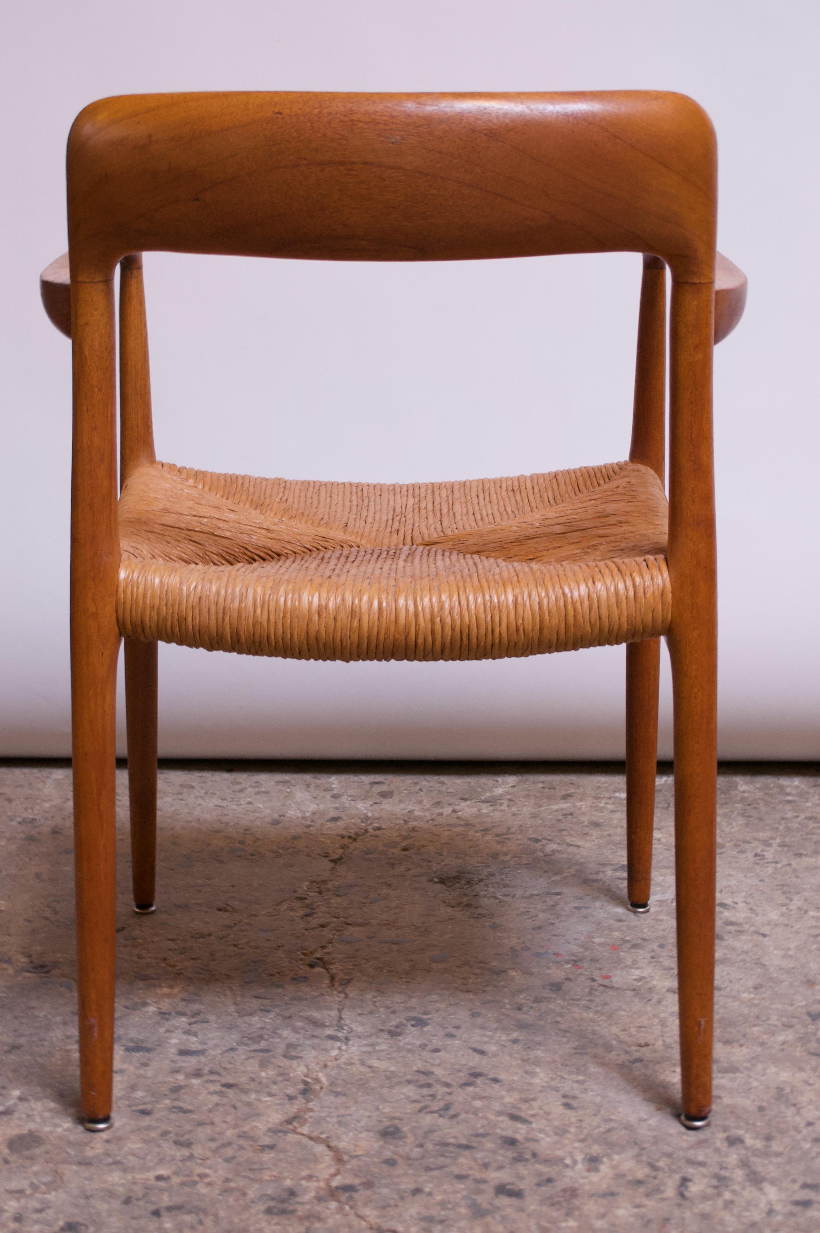 Danish Modern Armchair Model 56 by Niels Møller in Oak and Papercord For Sale 2