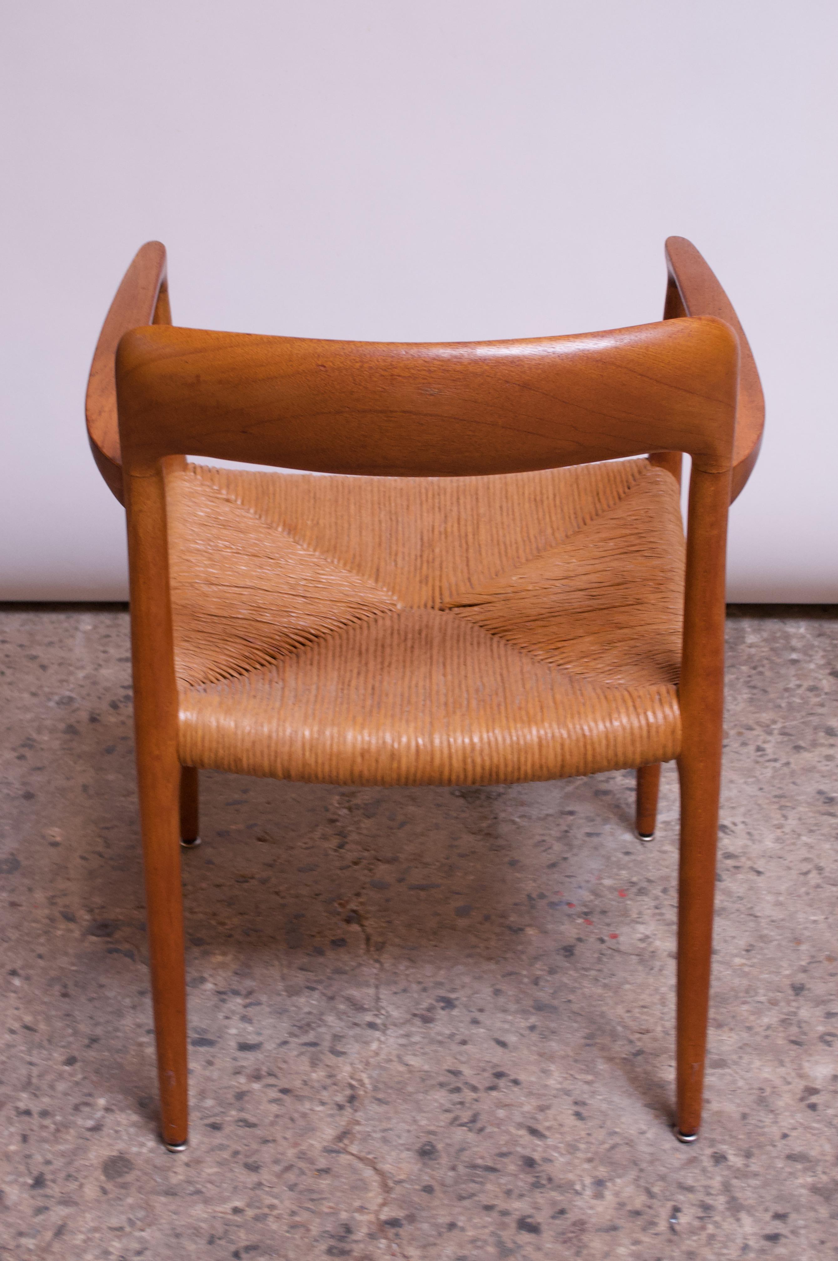 Danish Modern Armchair Model 56 by Niels Møller in Oak and Papercord For Sale 3