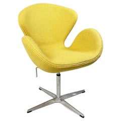 Italian modern armchair in yellow fabric and metal, 1970s