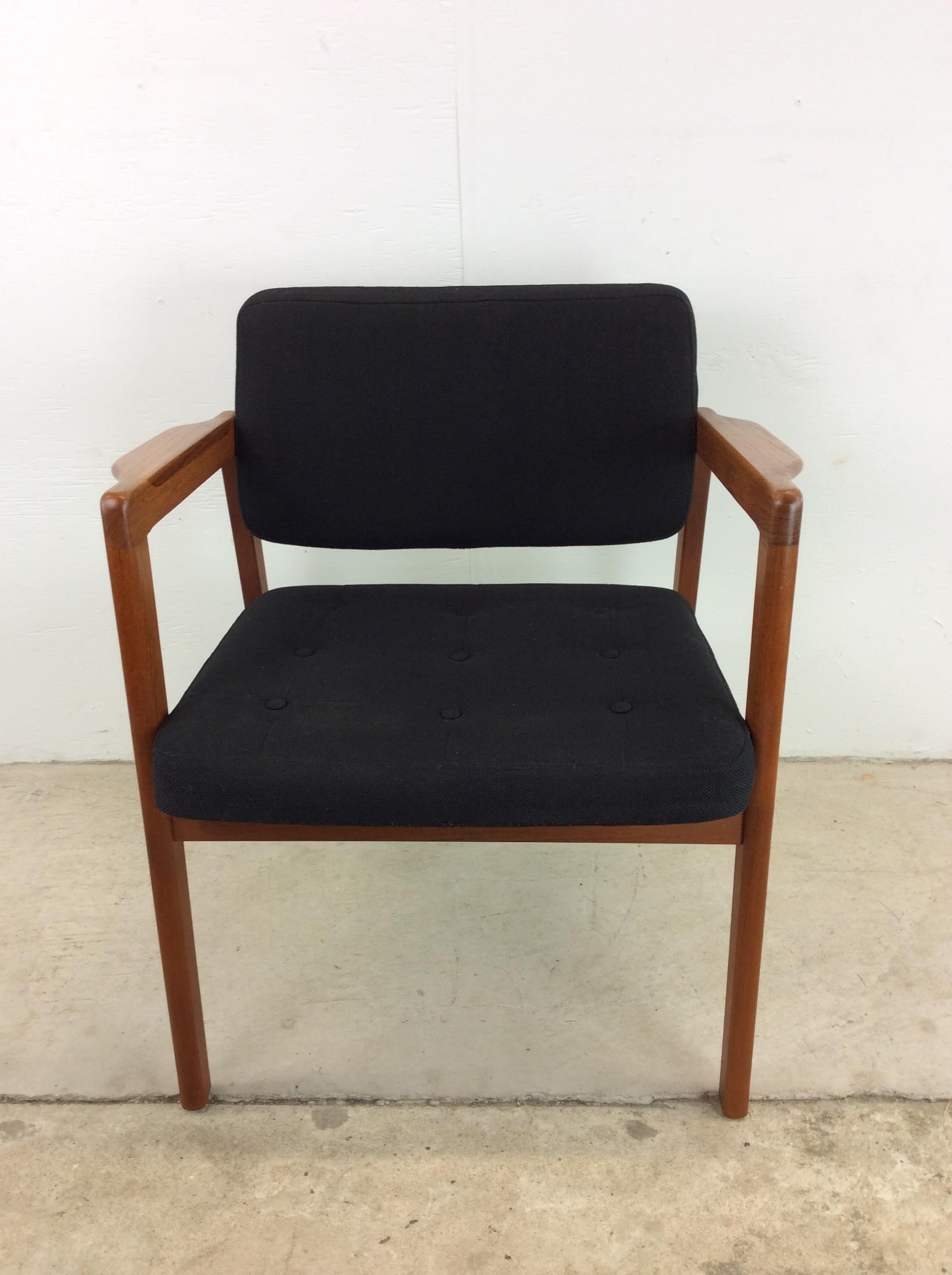 Scandinavian Modern Danish Modern Armchair with Teak Frame & Vintage Upholstery For Sale
