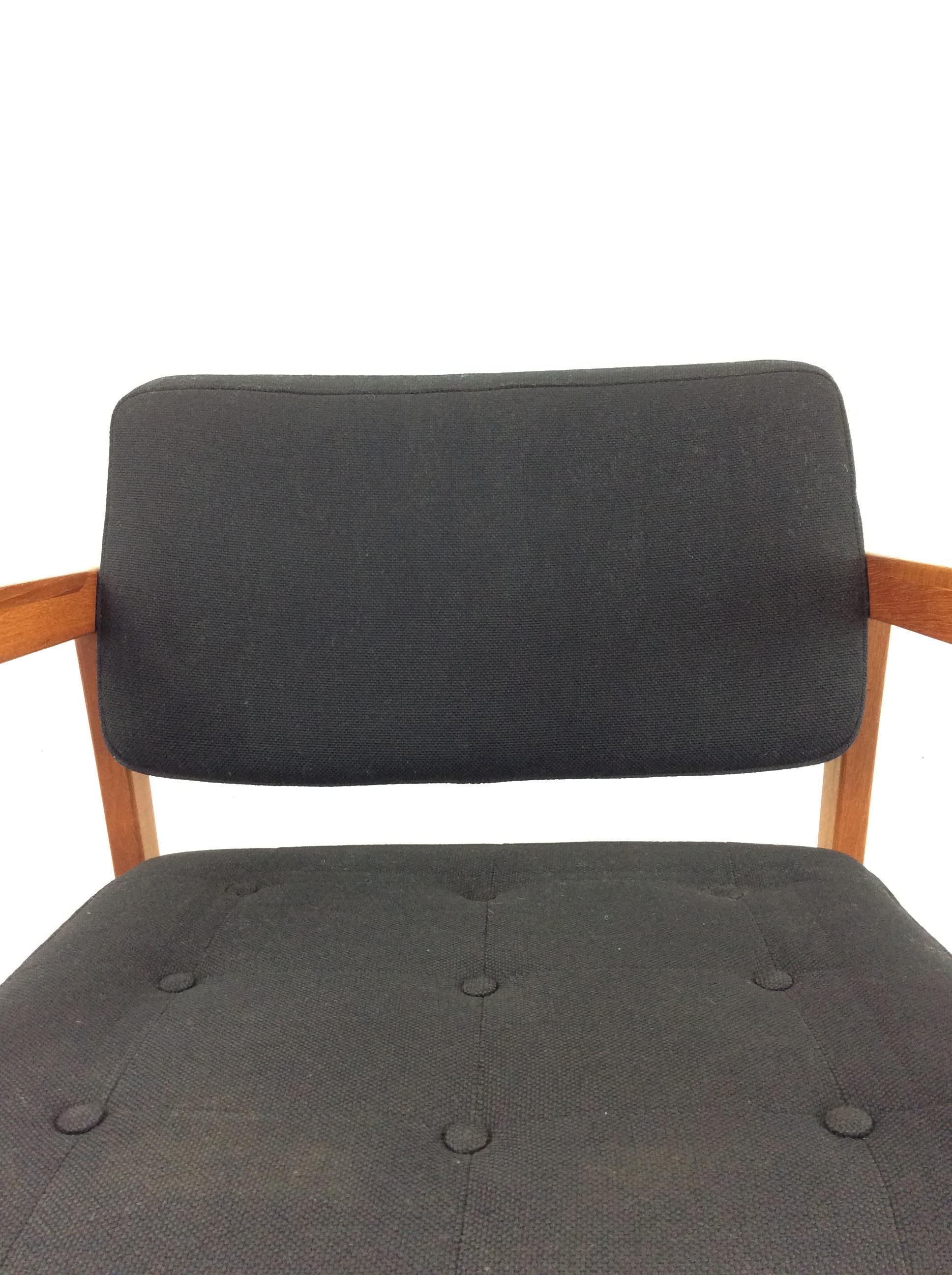 Danish Modern Armchair with Teak Frame & Vintage Upholstery In Excellent Condition For Sale In Freehold, NJ