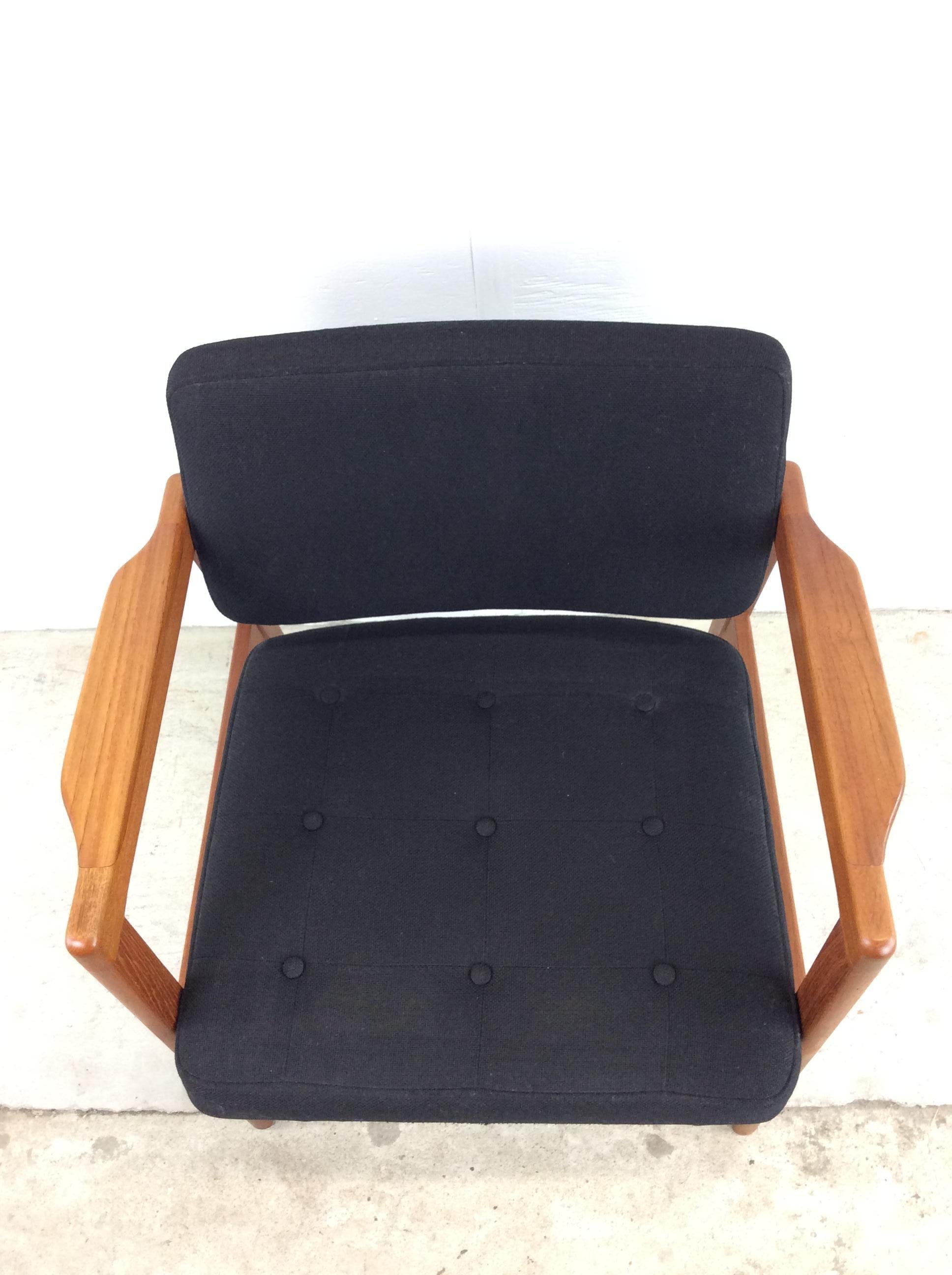20th Century Danish Modern Armchair with Teak Frame & Vintage Upholstery For Sale