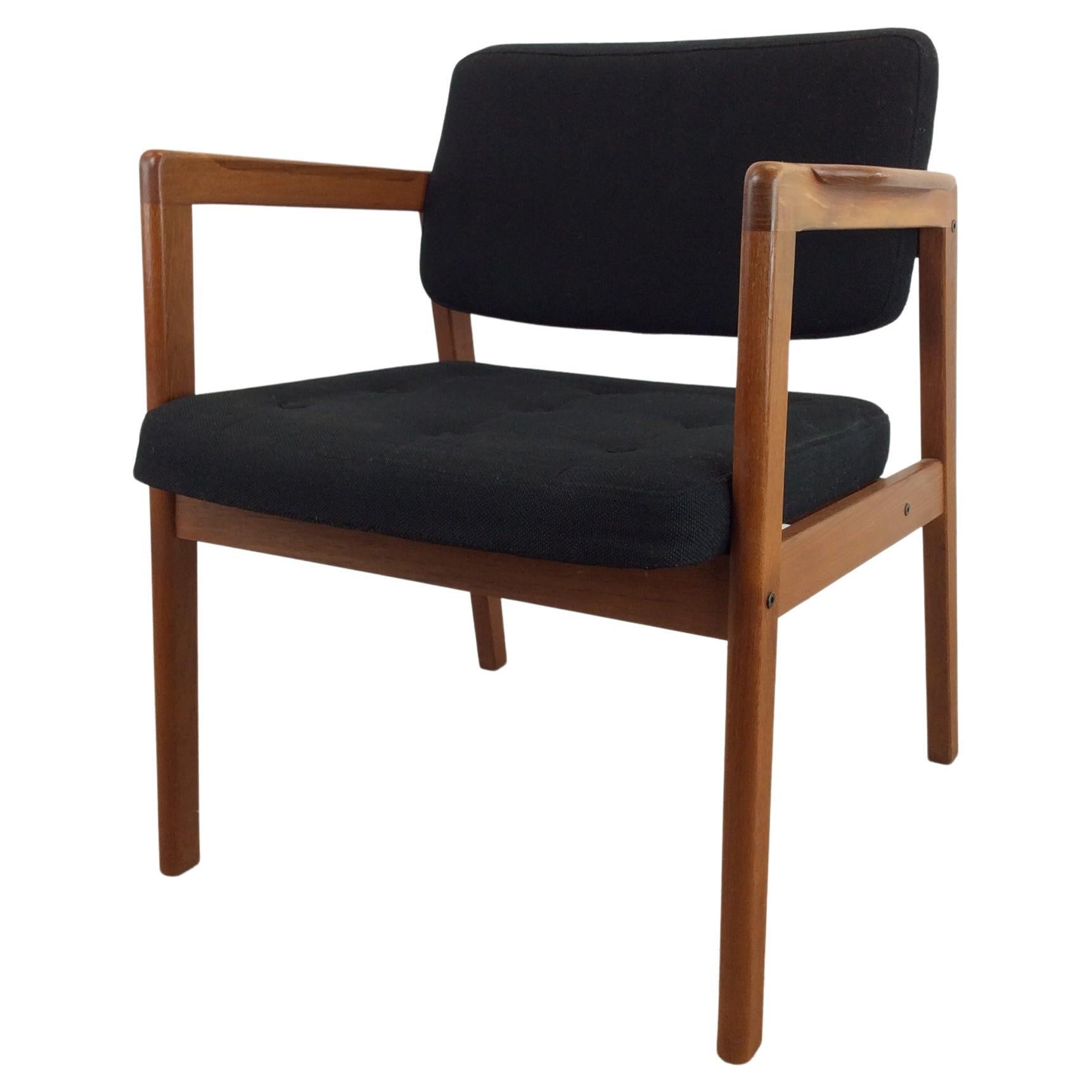 Danish Modern Armchair with Teak Frame & Vintage Upholstery For Sale