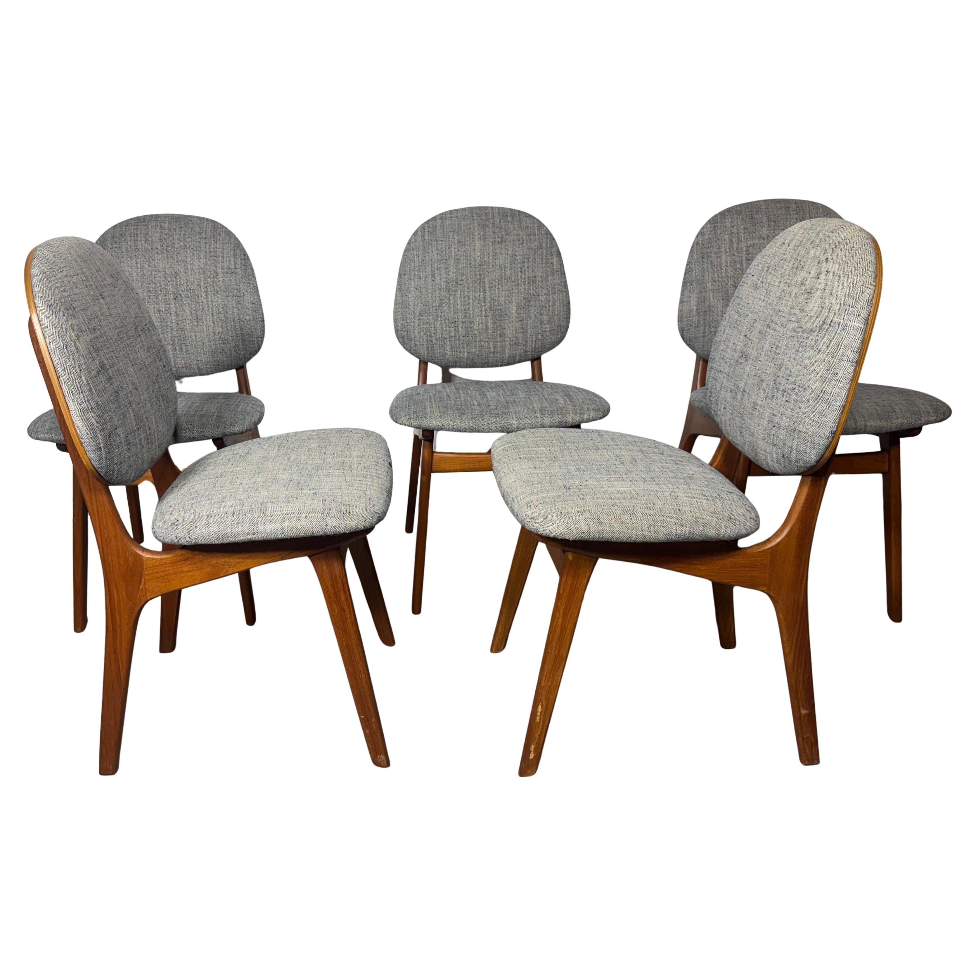 Danish Modern Arne Hovmand-Olsen Shield back Teak Dining Chairs