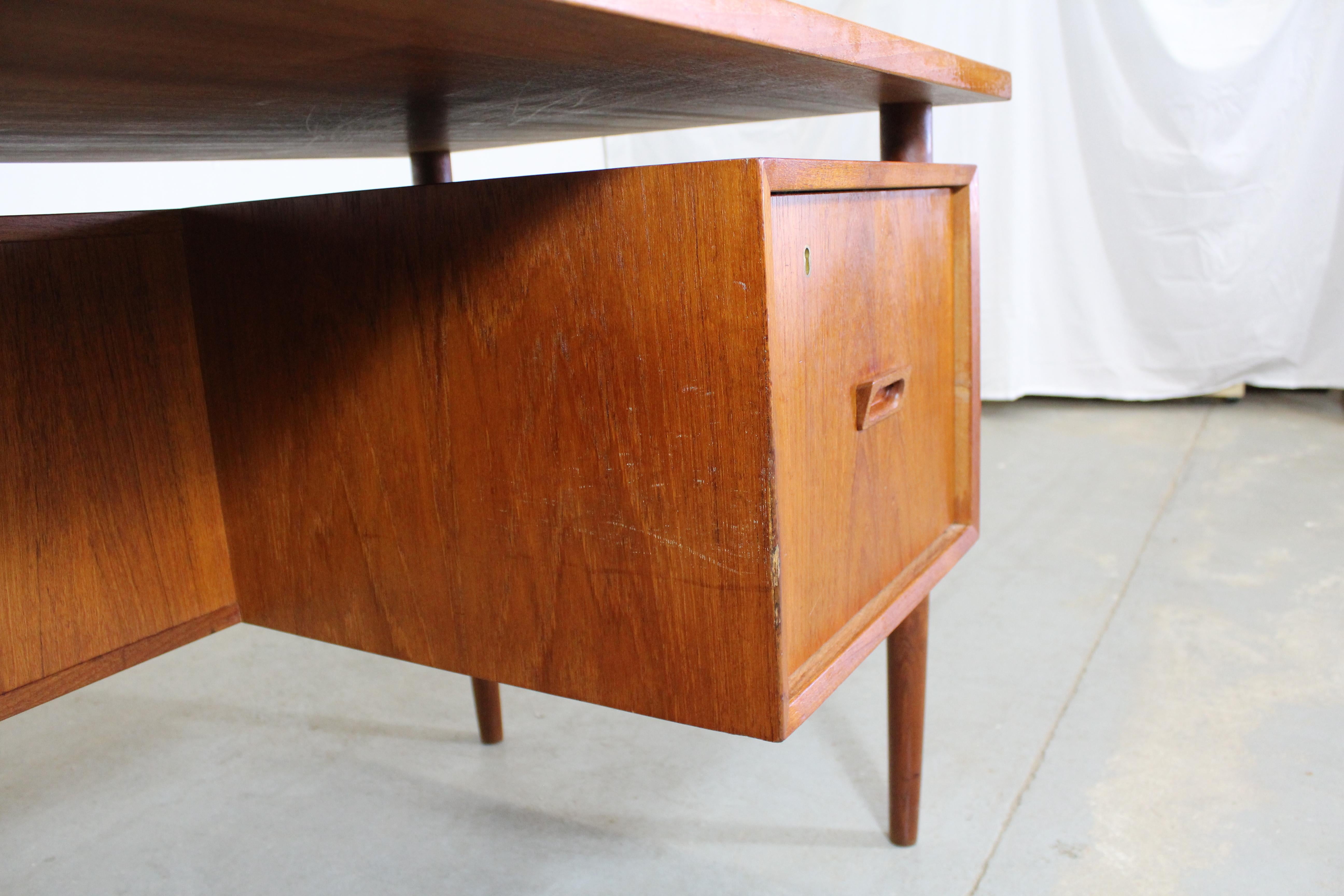 Danish Modern Arne Vodder Style Bornholm Floating Top Teak Desk 1