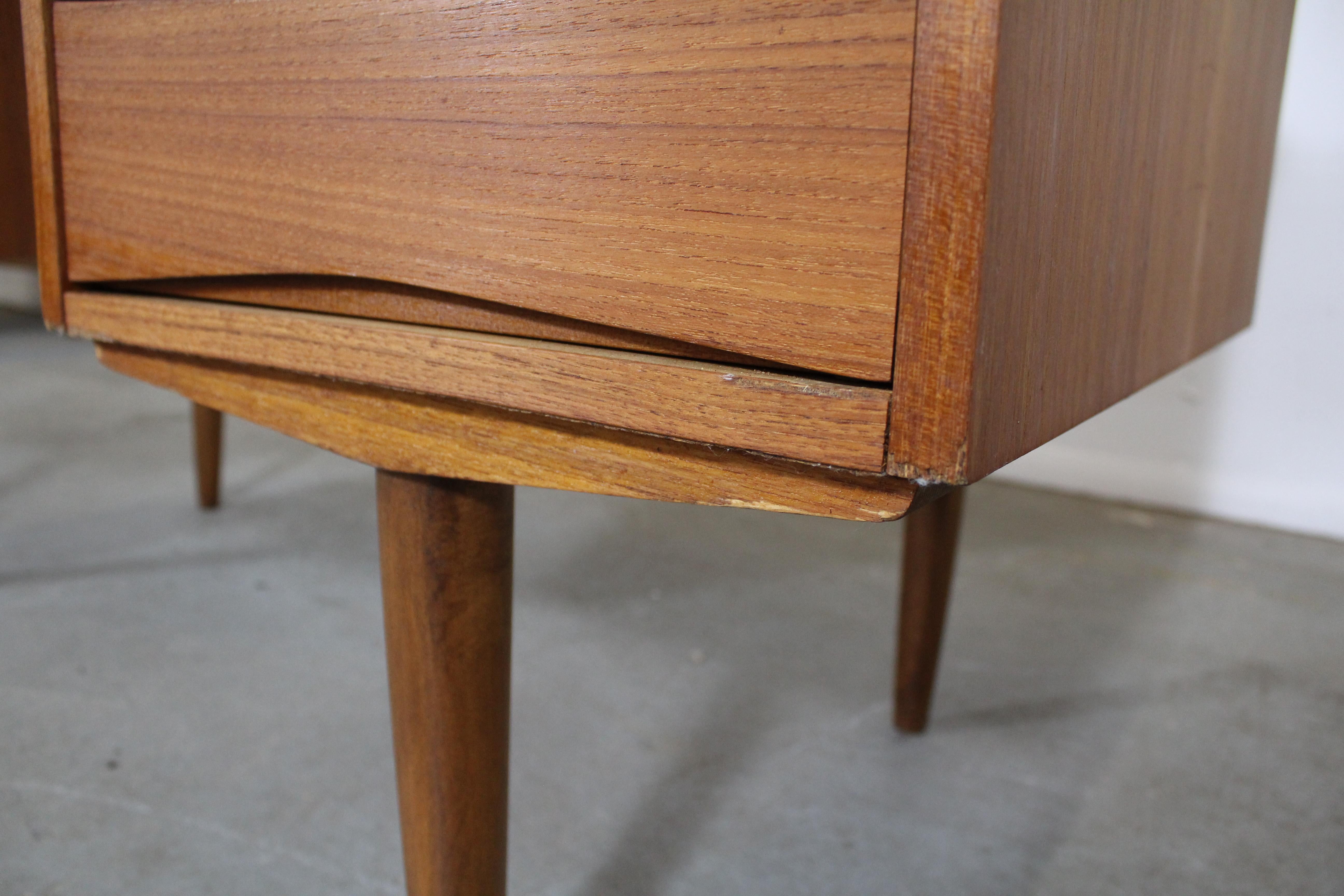 Danish Modern Arne Vodder Style Teak Desk on Pencil Legs 6