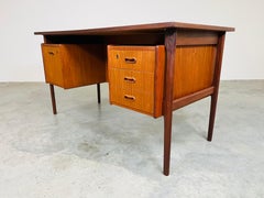 Danish Modern Arne Vodder Style Teak Writing Or Executive Desk 1960s