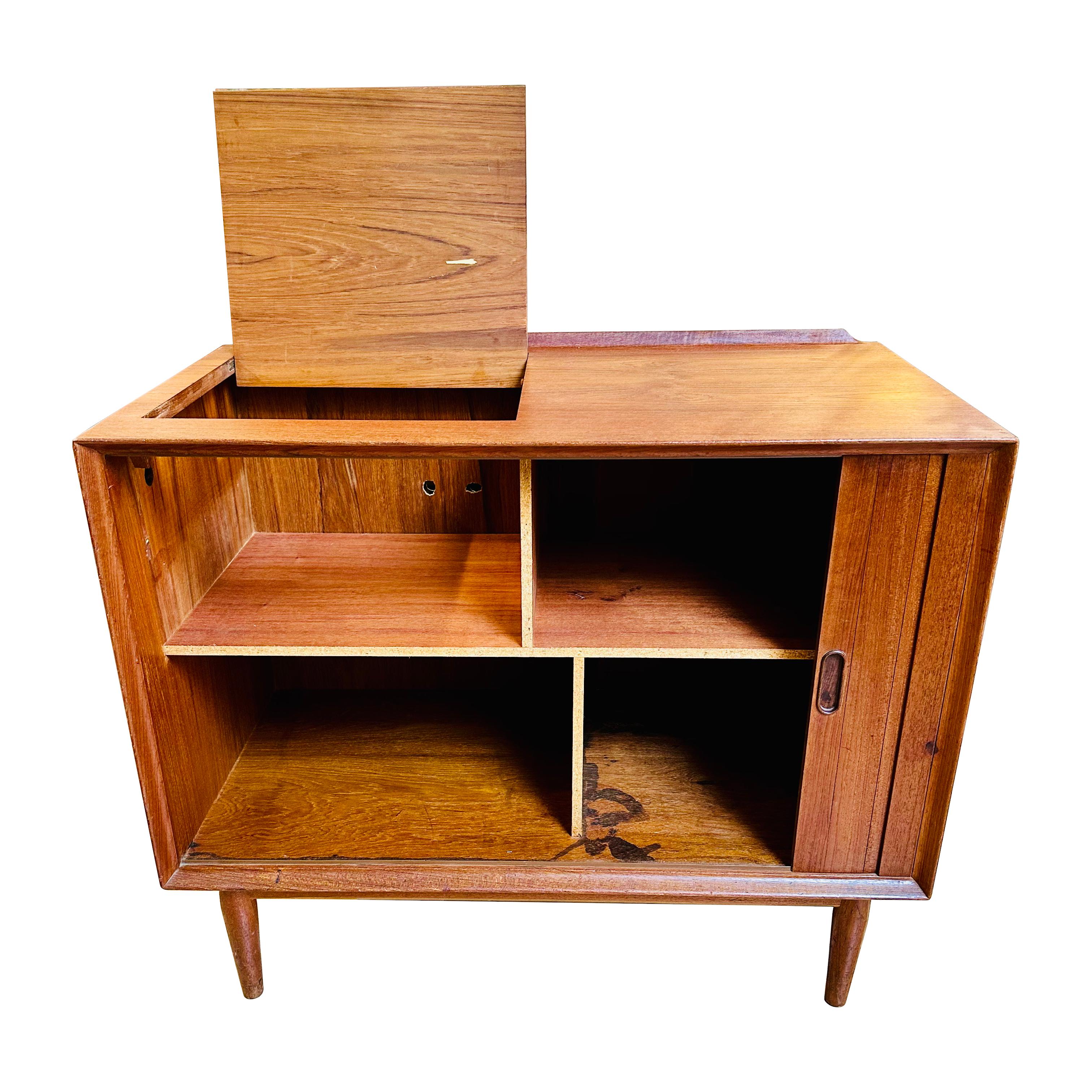 20th Century Danish Modern Arne Vodder Teak Hi-Fi Cabinet with Tambour Door