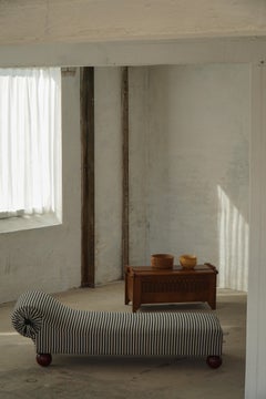 Lettino / Chaise Longue danese moderno, Art Déco con tappezzeria a righe, anni '40