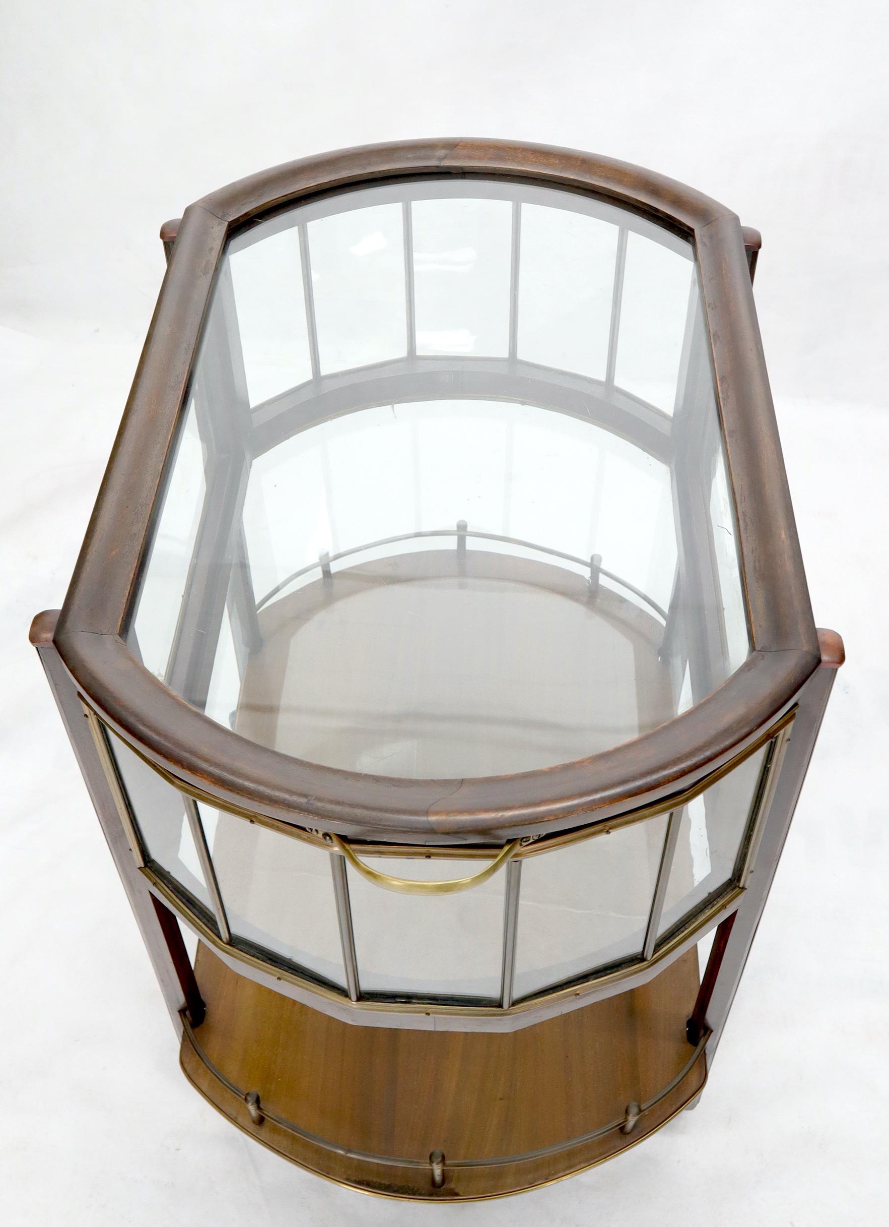 Danish Modern Art Deco Drop Doors Serving Bar Cart Leaded Glass Gallery 3