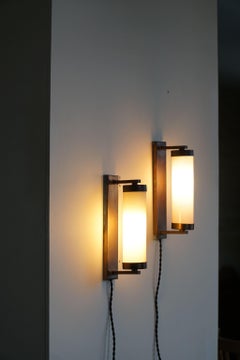 Danish Modern Art Deco Wall Lights, Copper & Glass, Made in 1920s