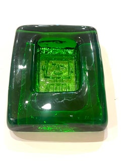 Danish Modern Art Glass Tile Serving Dish by Erik Höglund for Boda, Sweden 1960s