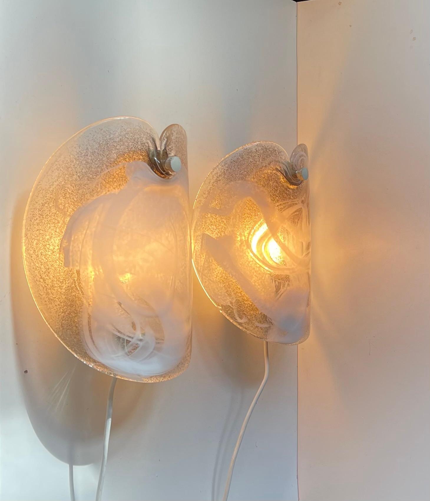 Apliques daneses de vidrio artístico moderno de Per Lütken para Holmegaard, años 70 en Bueno estado para la venta en Esbjerg, DK