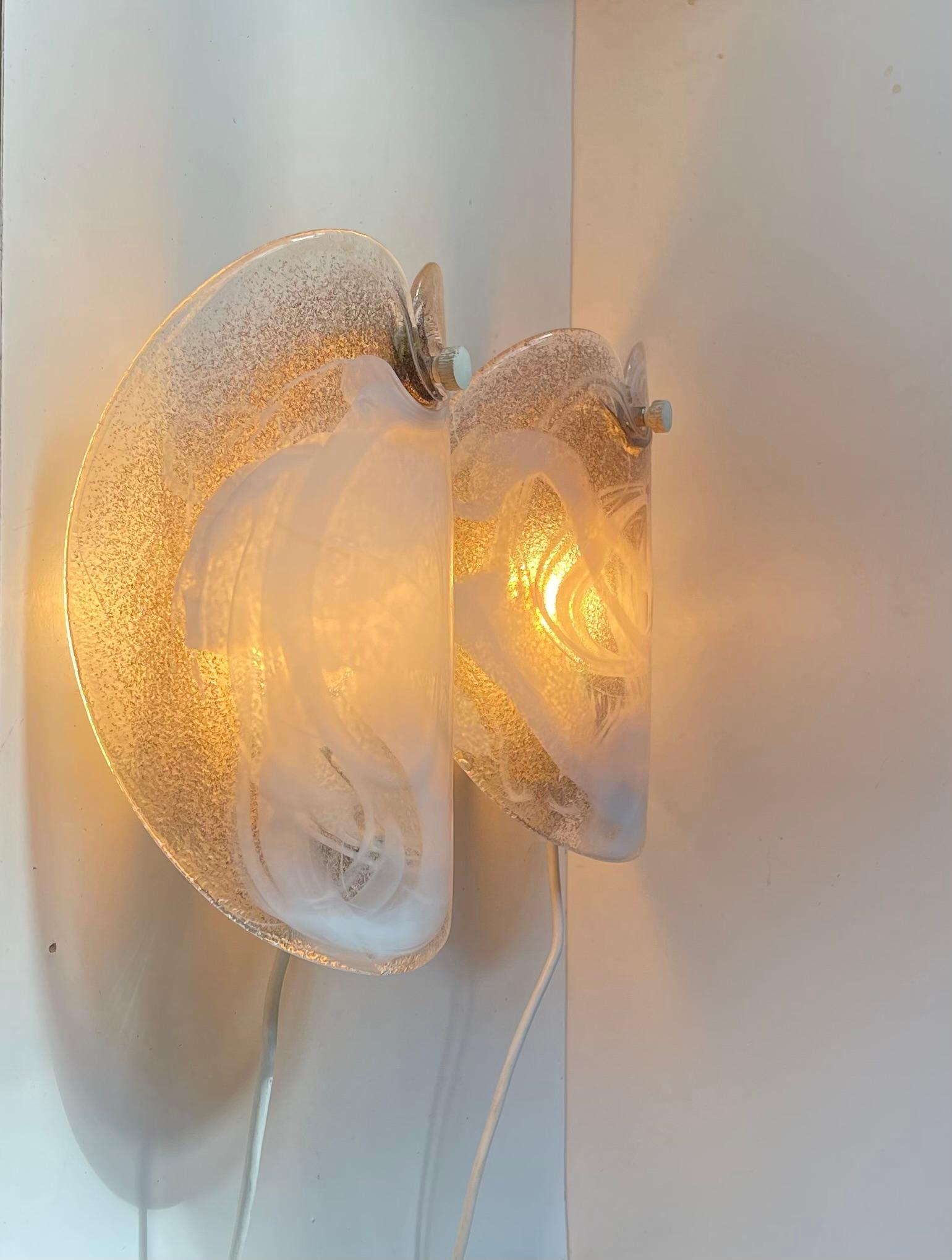 Apliques daneses de vidrio artístico moderno de Per Lütken para Holmegaard, años 70 finales del siglo XX en venta