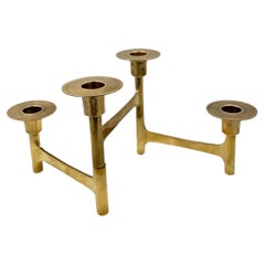 Danish Modern Articulated Solid Brass Candleholder Multipositions