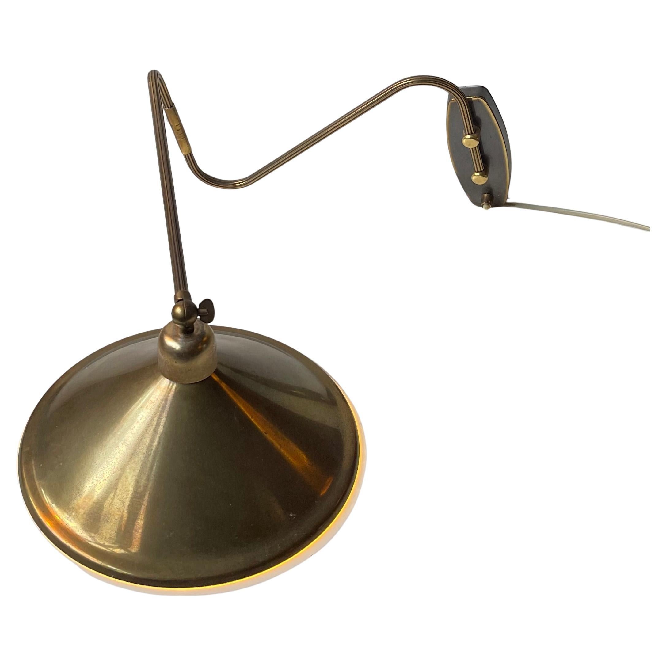 Danish Modern Articulated Wall Lamp in Brass, 1960s