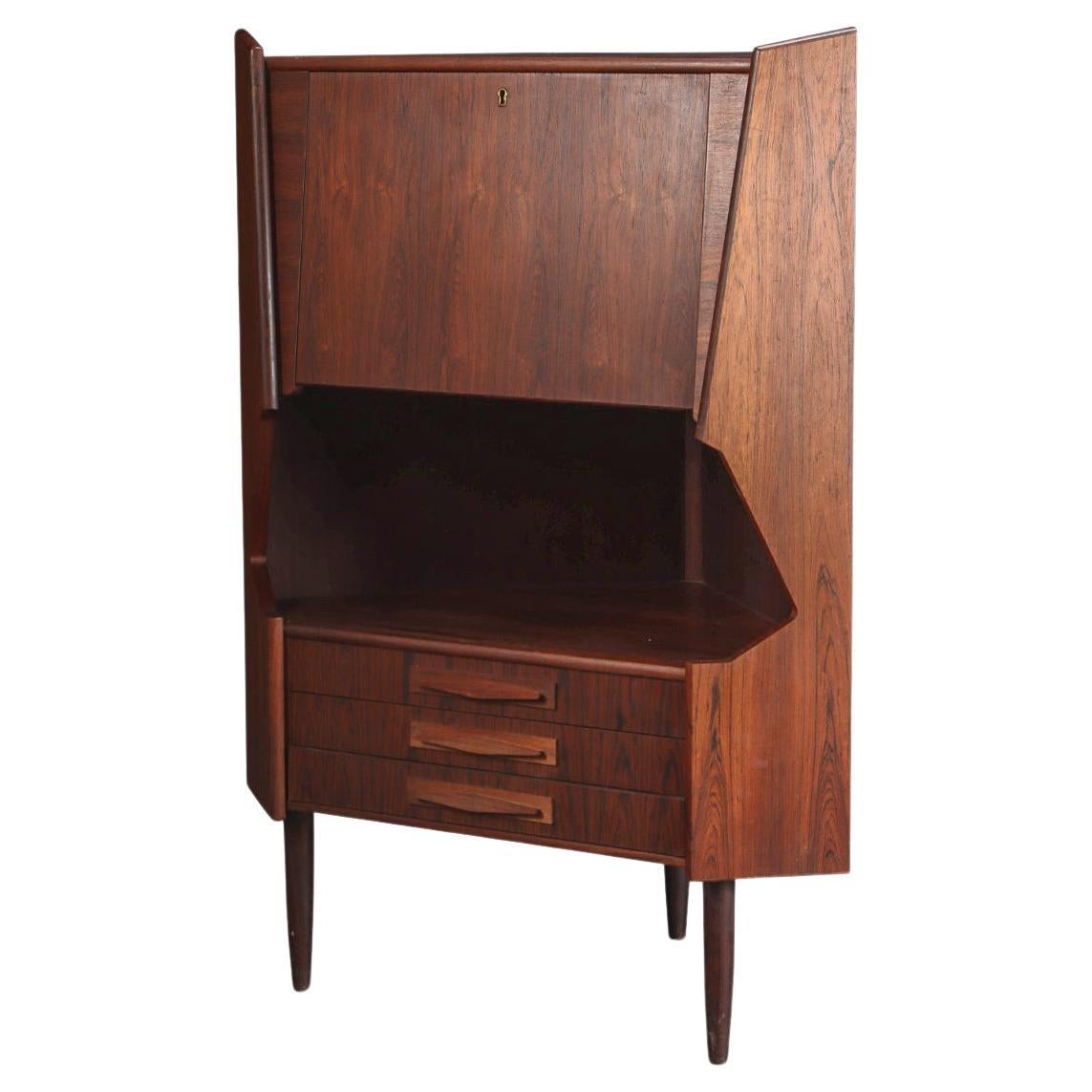 Danish Modern Atomic Corner Unit in Rosewood For Sale