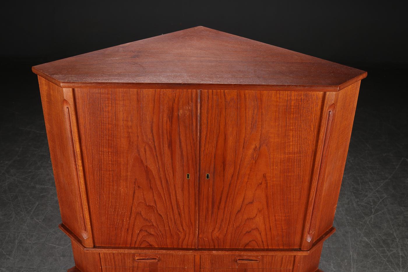 Oiled Danish Modern Atomic Midcentury Corner Cabinet / Unit in Teak