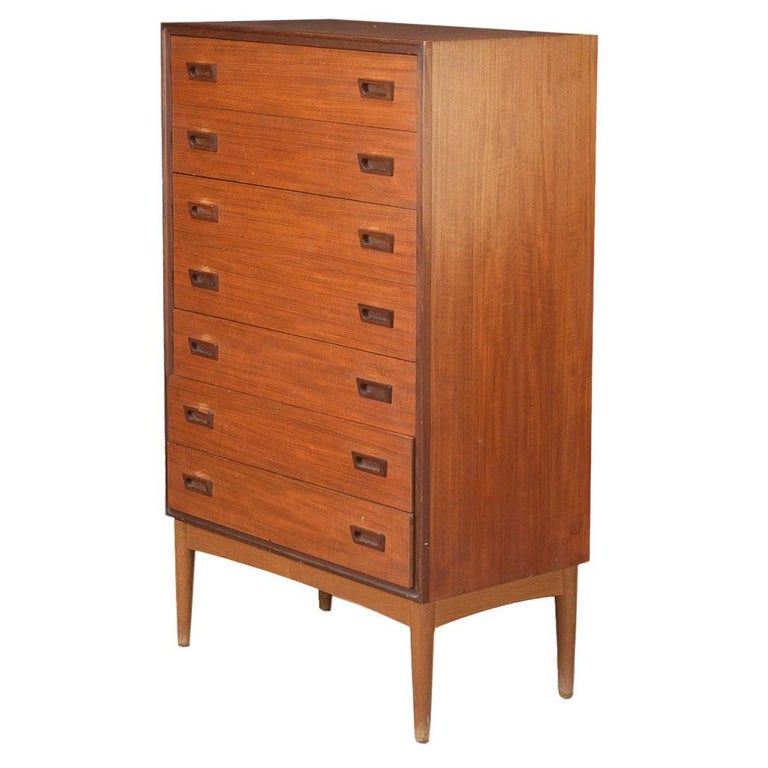 Danish Modern Atomic Teak Highboy Dresser For Sale at 1stDibs