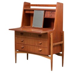 Vintage Danish Modern Atomic Teak + Oak Secretary Desk