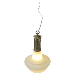 Danish Modern Ballerina Pendant Lamp in Brass & White Opaline Glass, 1950s