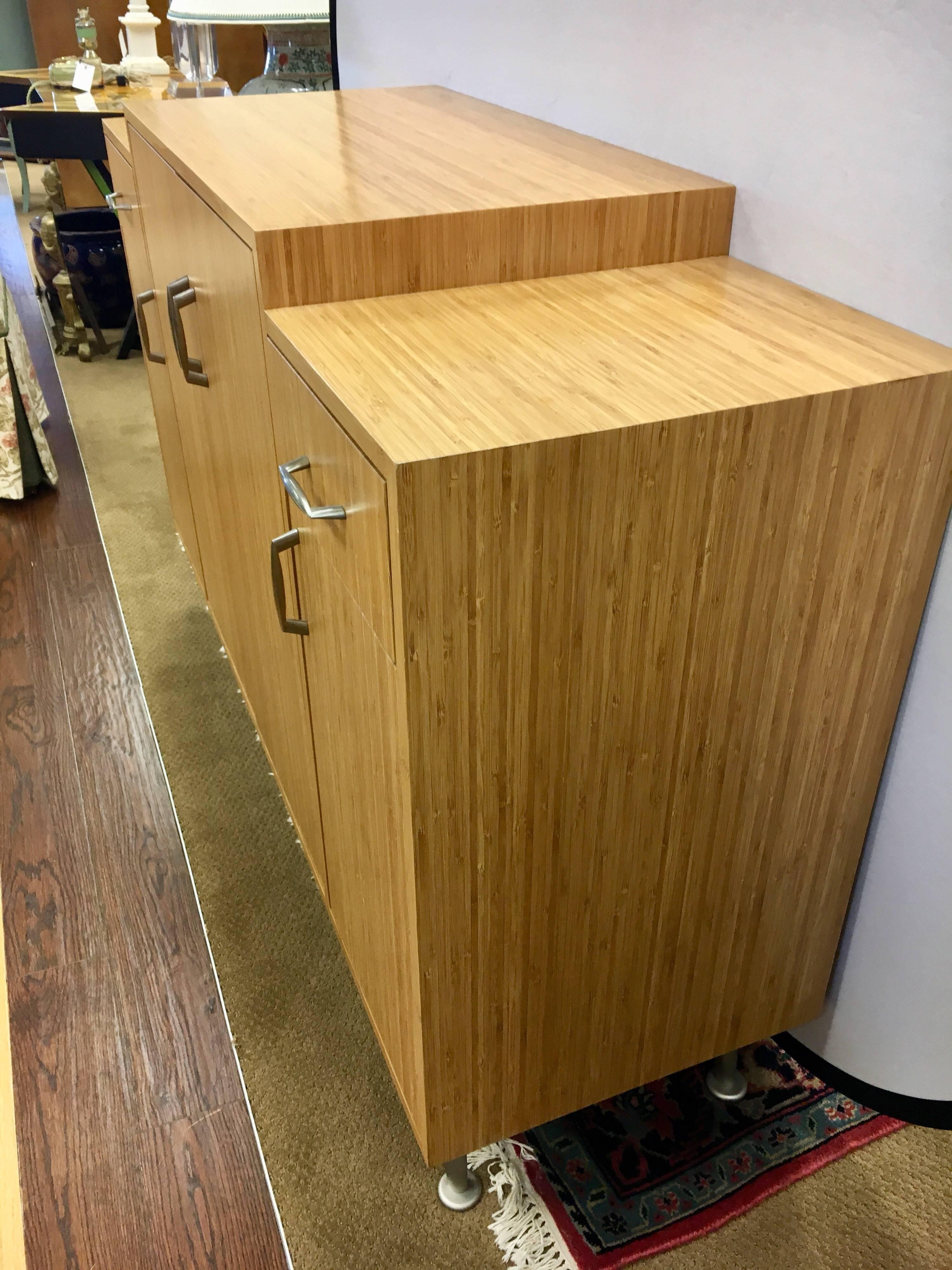 Danish Modern Bamboo Custom Server Bar Credenza Cabinet Sideboard Buffet 2