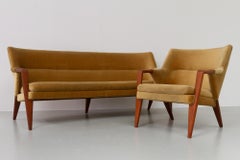 Danish Modern Banana Sofa and Chair by Kurt Olsen for Slagelse Møbelværk, 1950s